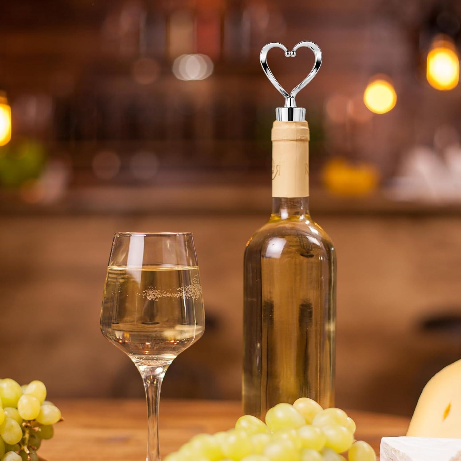 6 Tapones de Botella de Vino Reutilizables Corazón Hariendny