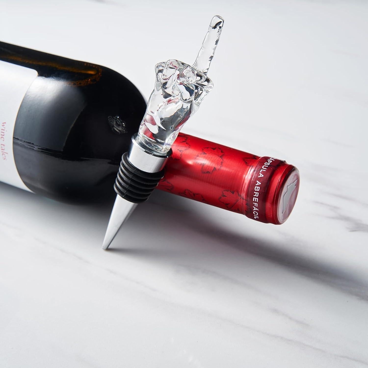 Tapón de Botella de Vino The Wine Savant Dedo Medio Reutilizable