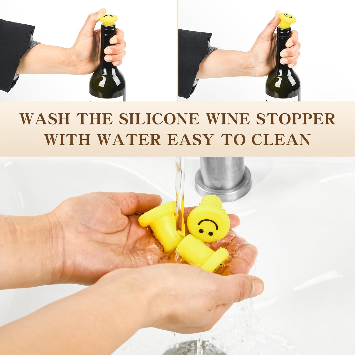 Tapones de Vino de Silicona Genérico Amarillo - 3 Piezas