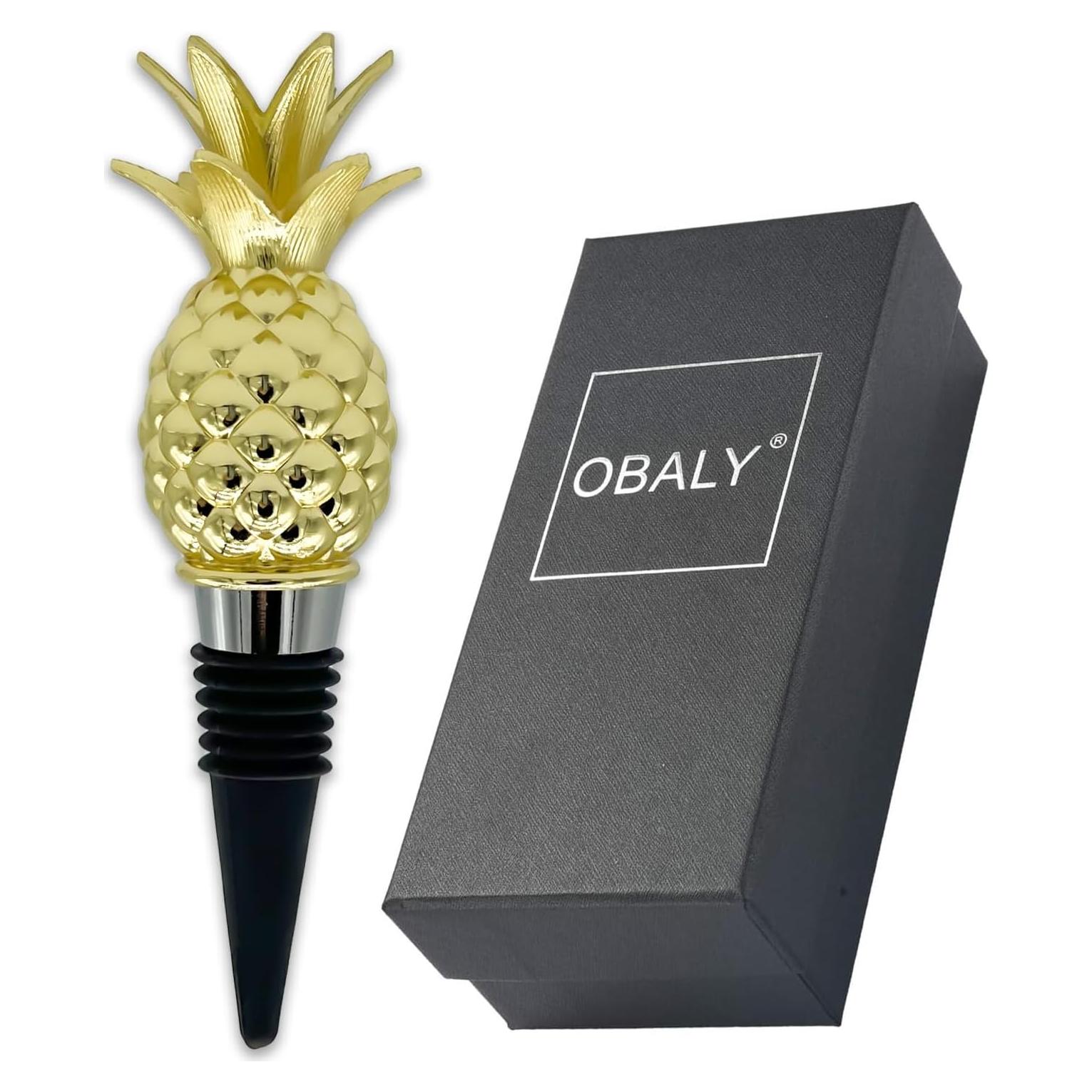 Tapón para Vino OBALY en Forma de Piña Dorada Reutilizable