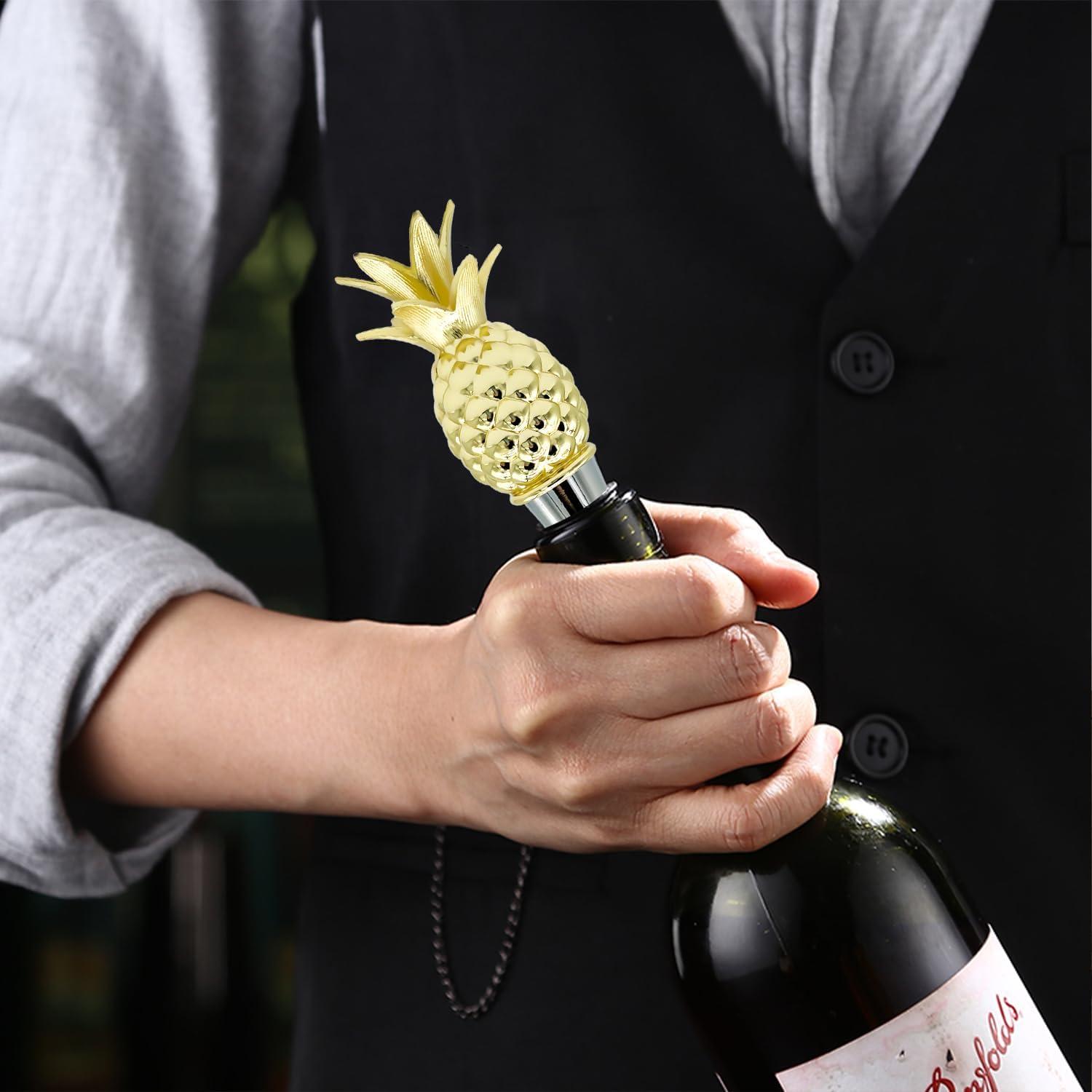 Tapón para Vino OBALY en Forma de Piña Dorada Reutilizable