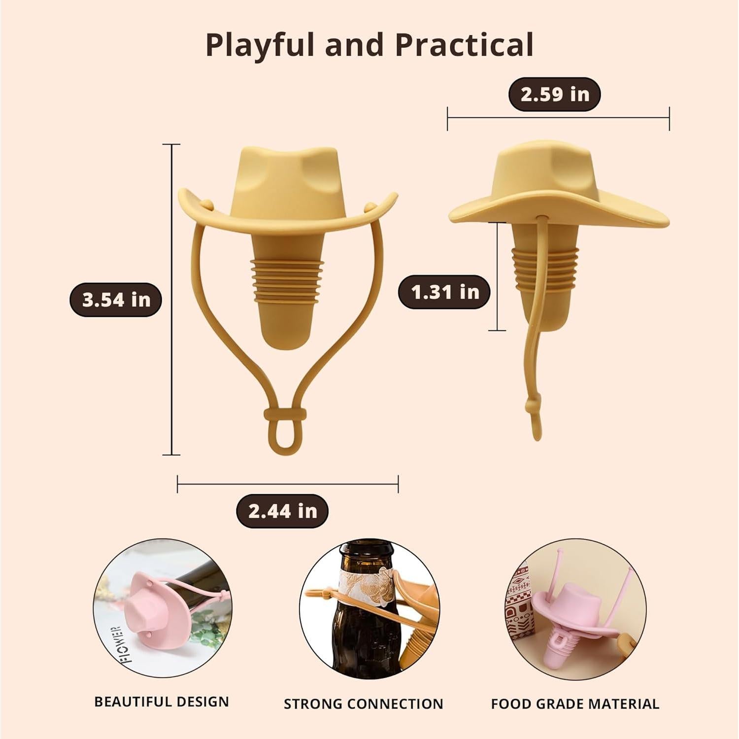 Tapón de Vino ZUHSAN Sombrero de Vaquero Silicona Rosa