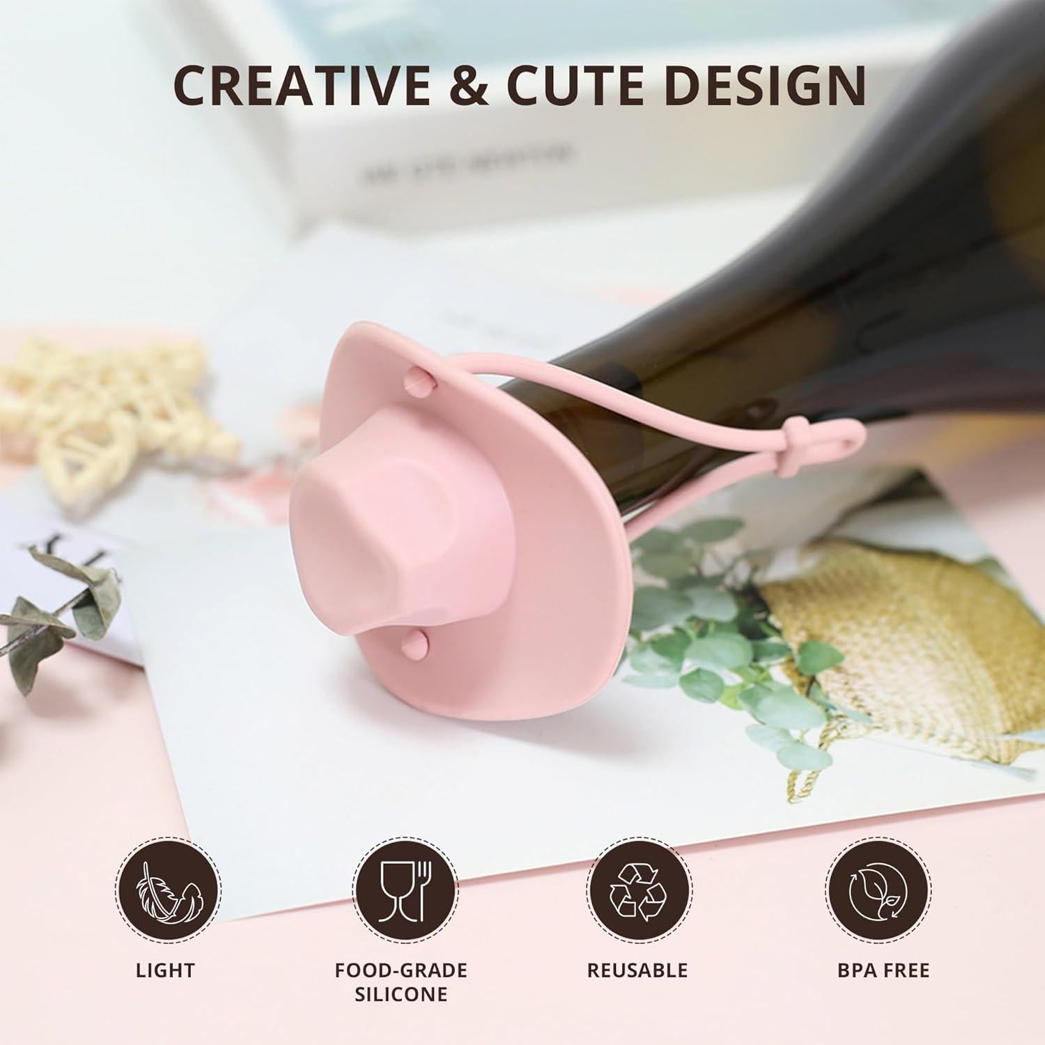 Tapón de Vino ZUHSAN Sombrero de Vaquero Silicona Rosa