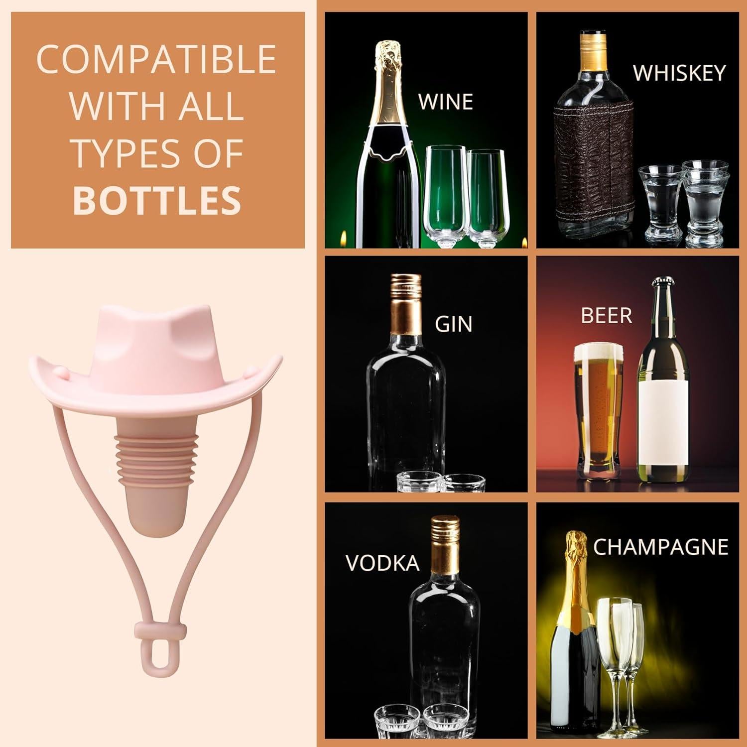 Tapón de Vino ZUHSAN Sombrero de Vaquero Silicona Rosa