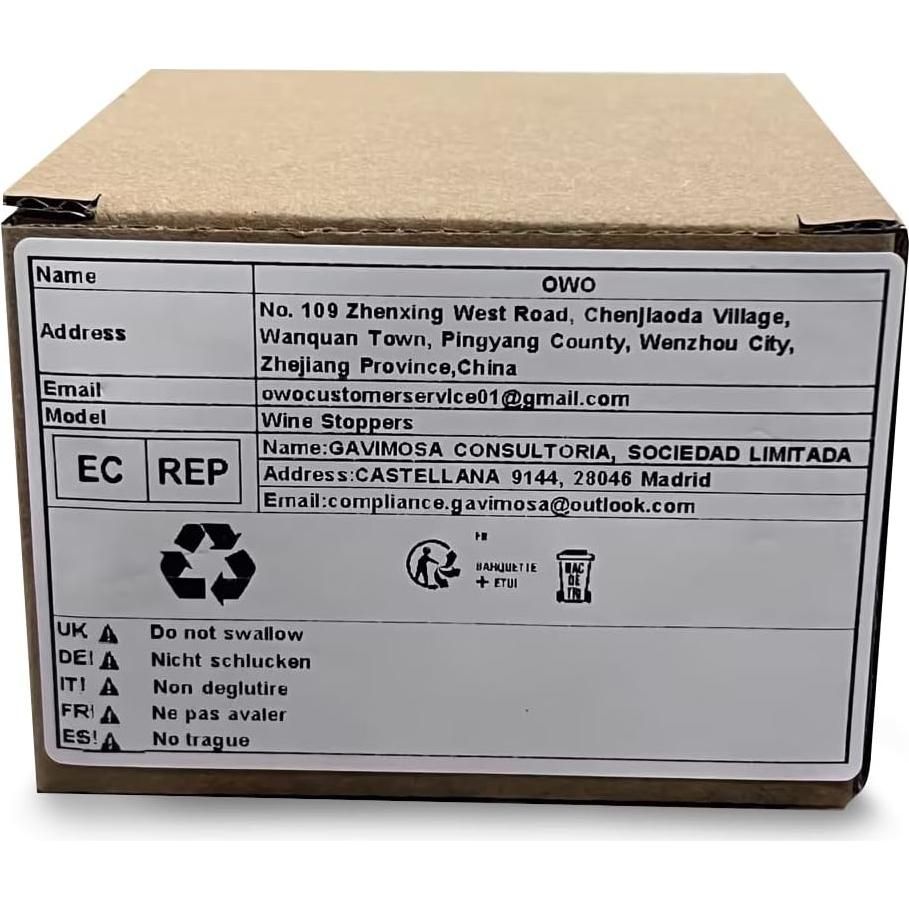 Tapón de Botella de Vino OWO de Acero Inoxidable 1 Unidad