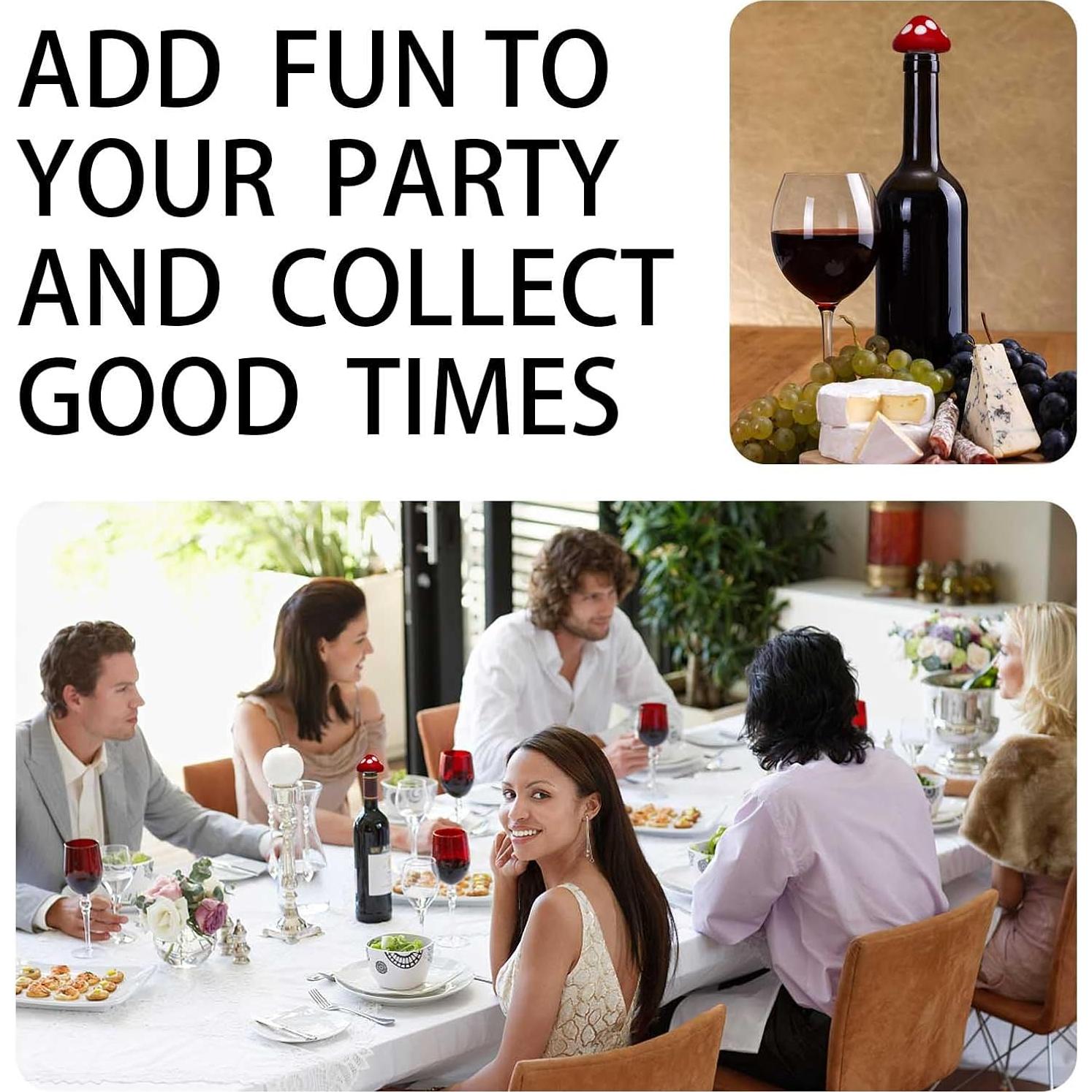 Tapones de Vino de Champiñón Rojo - Set de 2 Accesorios de Cocina