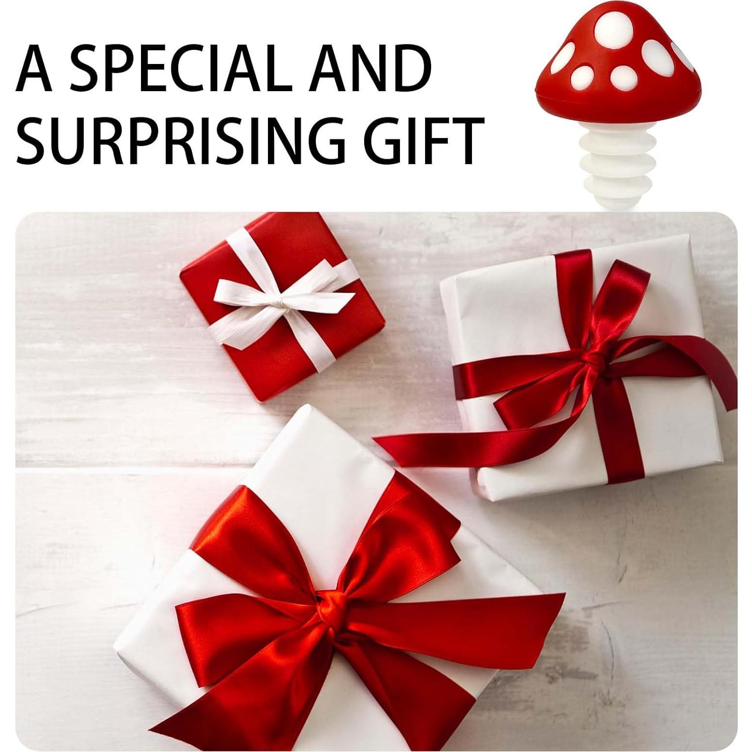 Tapones de Vino de Champiñón Rojo - Set de 2 Accesorios de Cocina