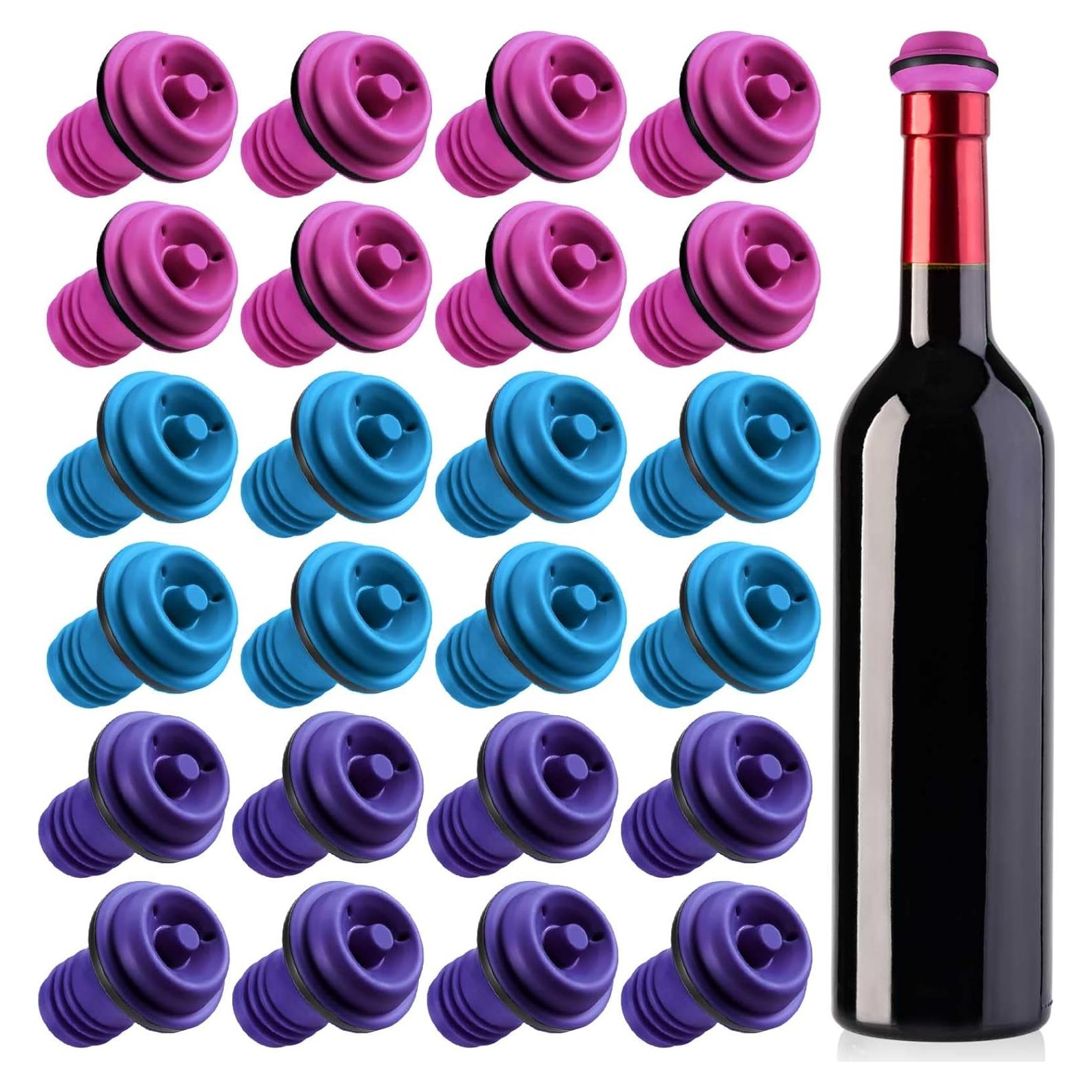 24 Tapones de Vacío para Vino Leinuosen Silicona Reutilizables