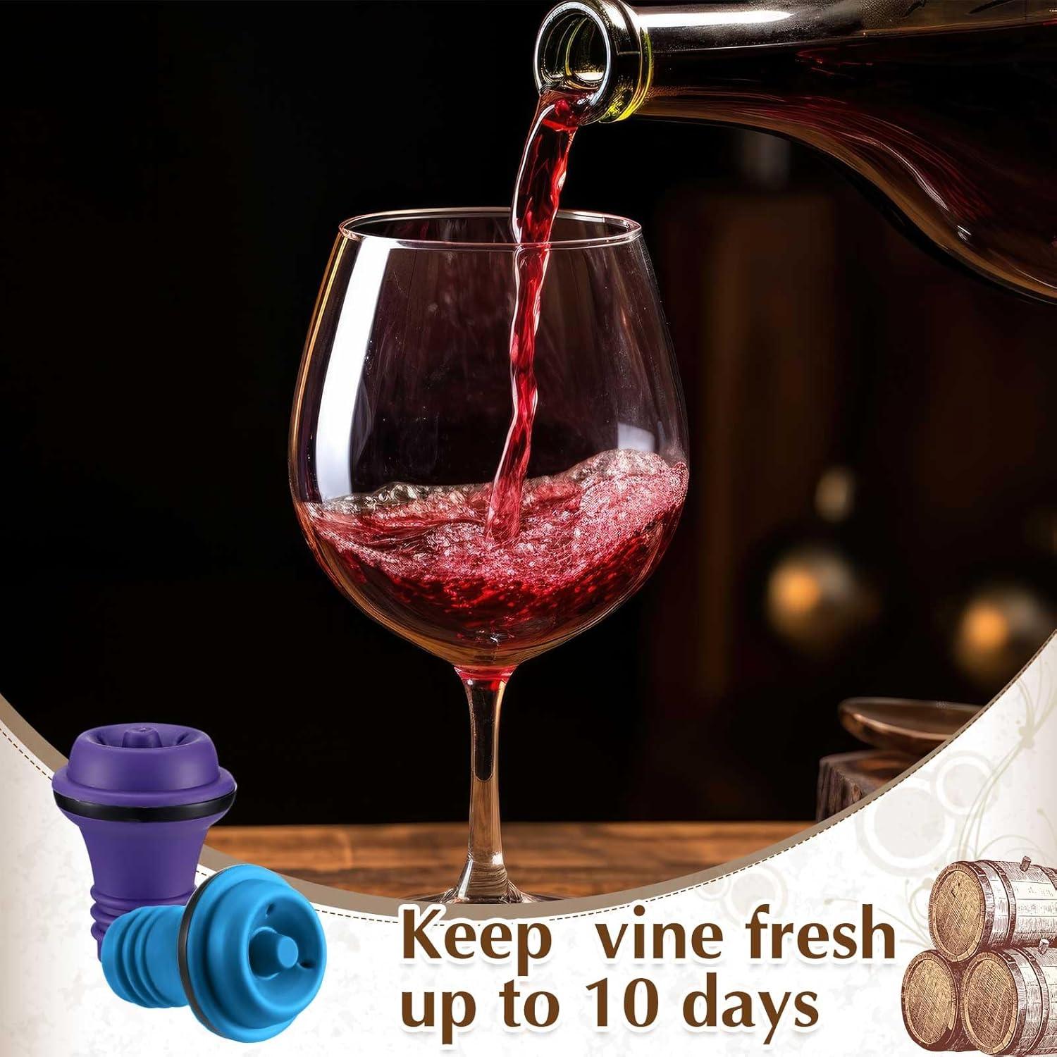 24 Tapones de Vacío para Vino Leinuosen Silicona Reutilizables