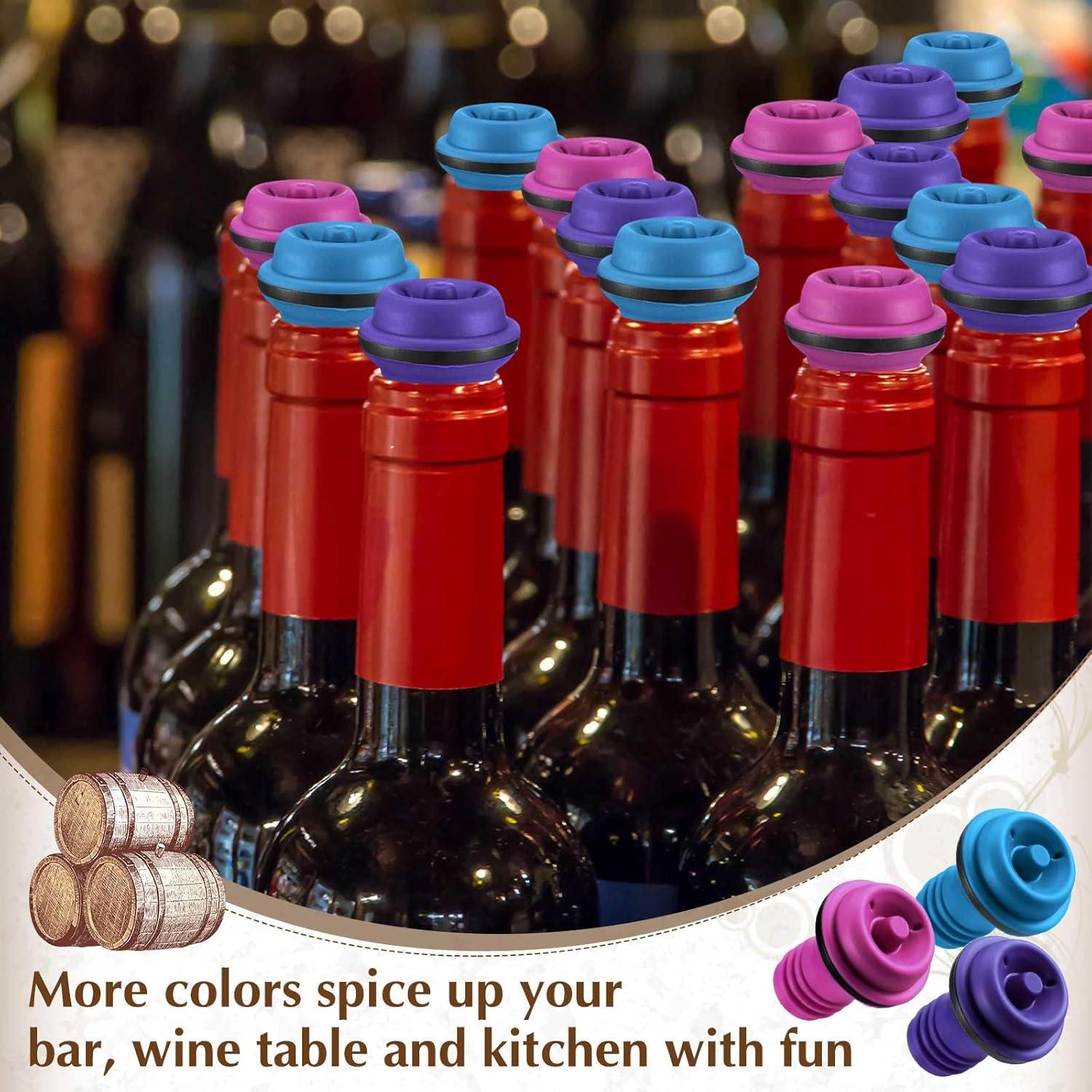 24 Tapones de Vacío para Vino Leinuosen Silicona Reutilizables