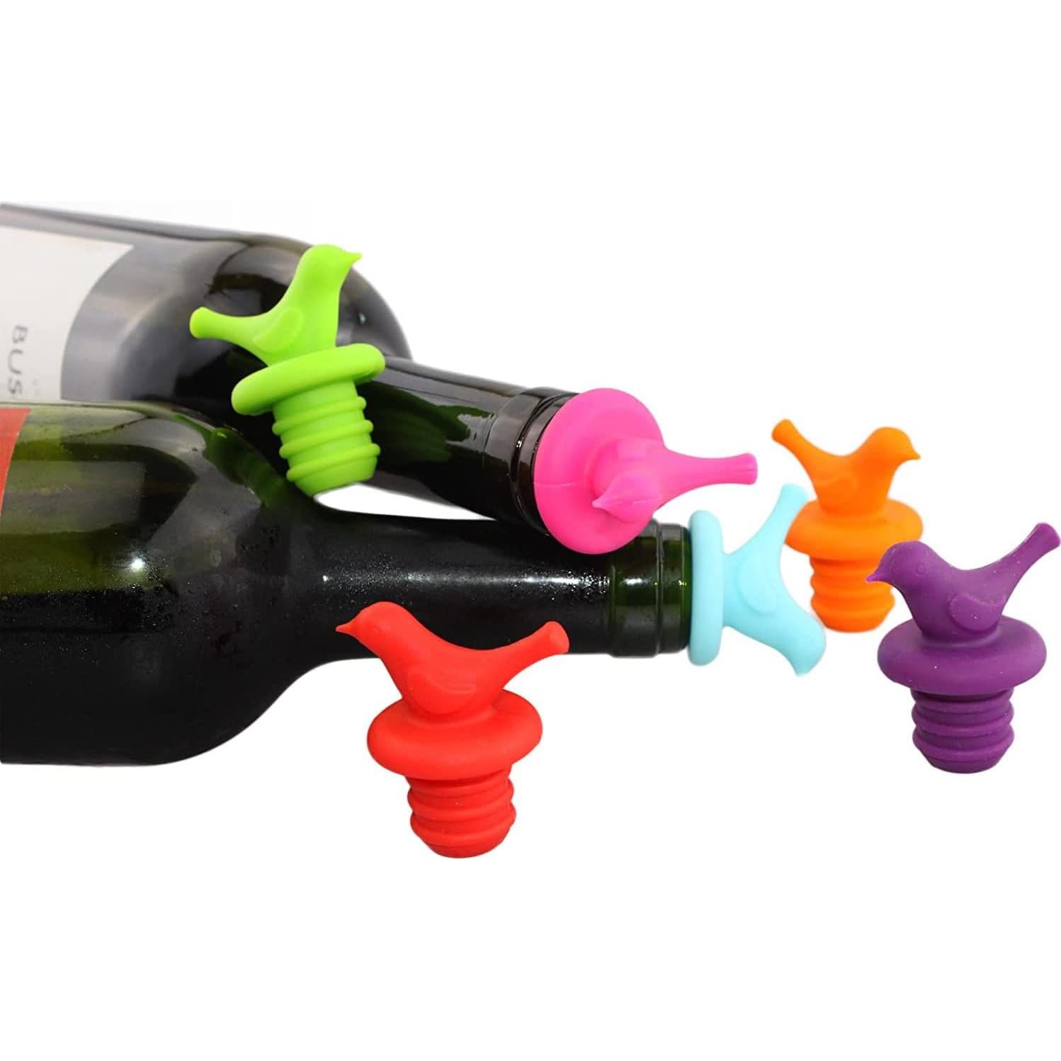 Tapones de Botella de Vino Pajarito OMDBAGD Set de 6 Silicona