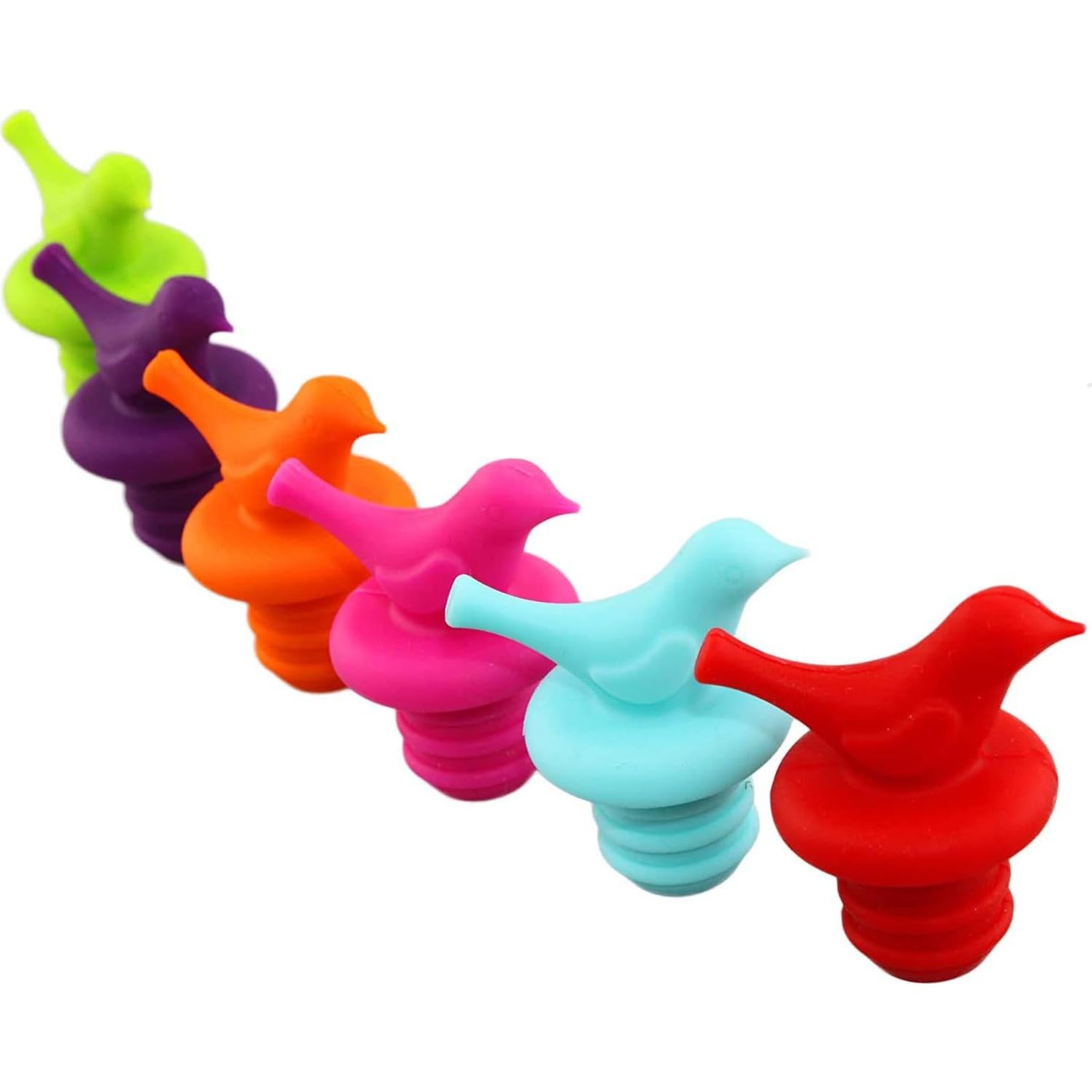 Tapones de Botella de Vino Pajarito OMDBAGD Set de 6 Silicona