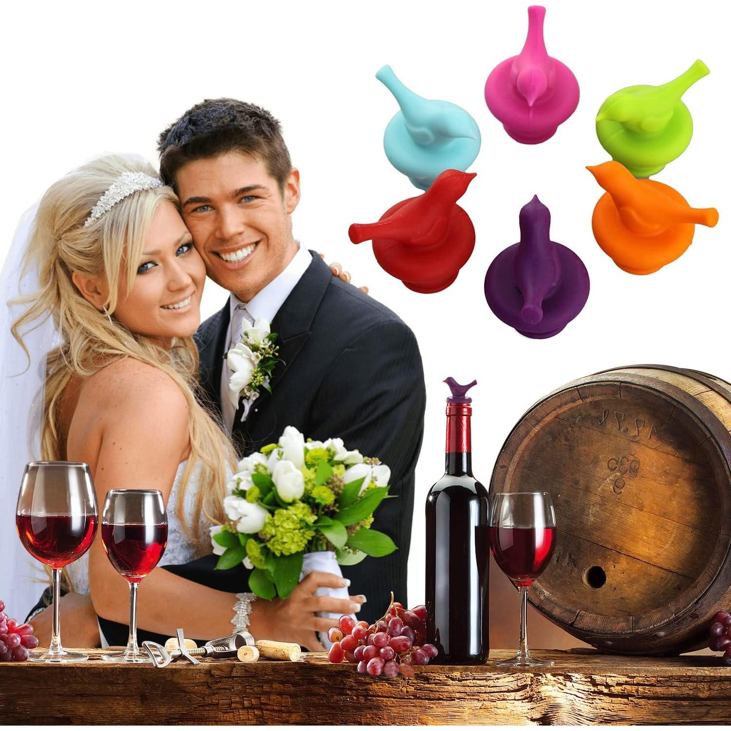 Tapones de Botella de Vino Pajarito OMDBAGD Set de 6 Silicona