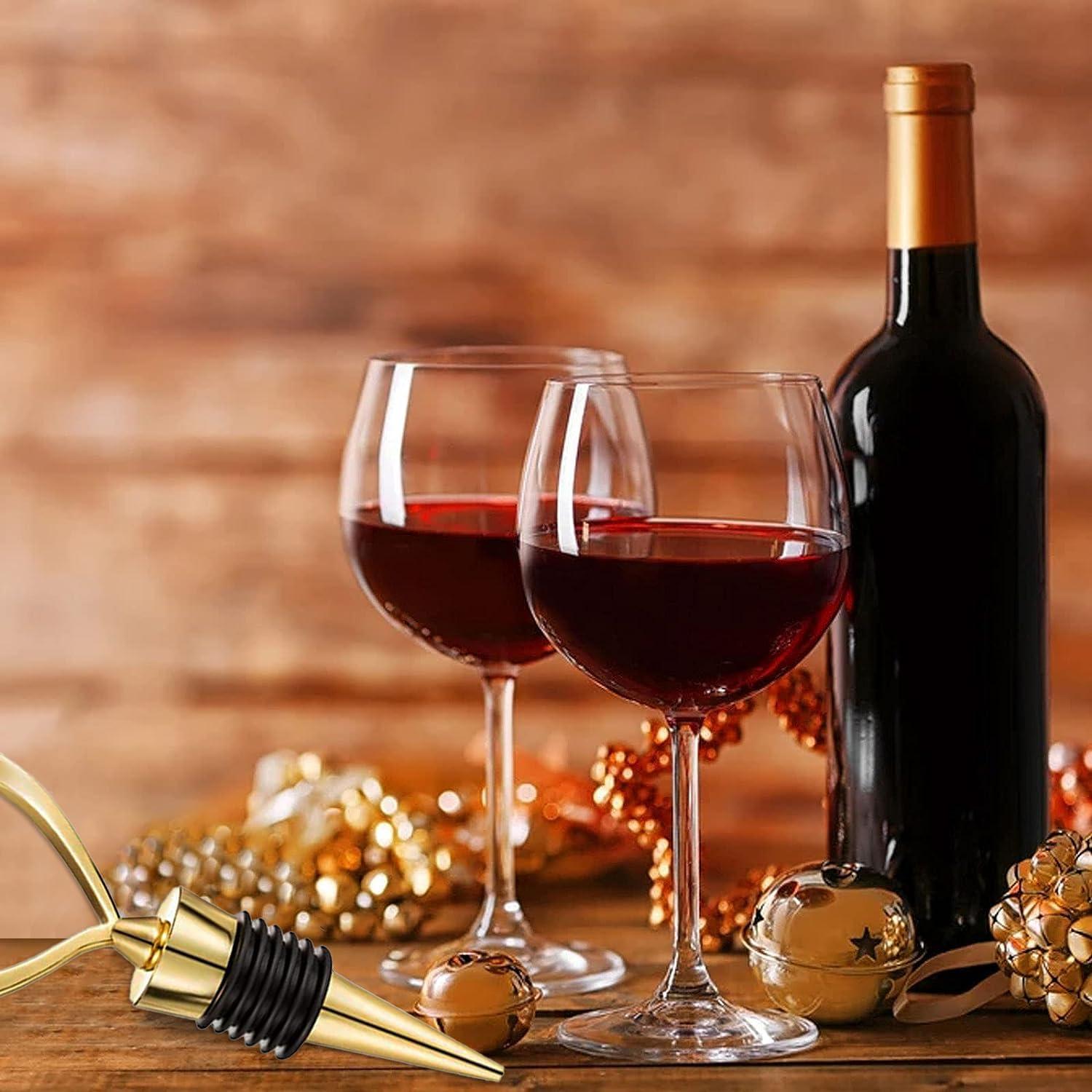 4 Tapones de Vino Booge Acero Inoxidable Corazón Dorado