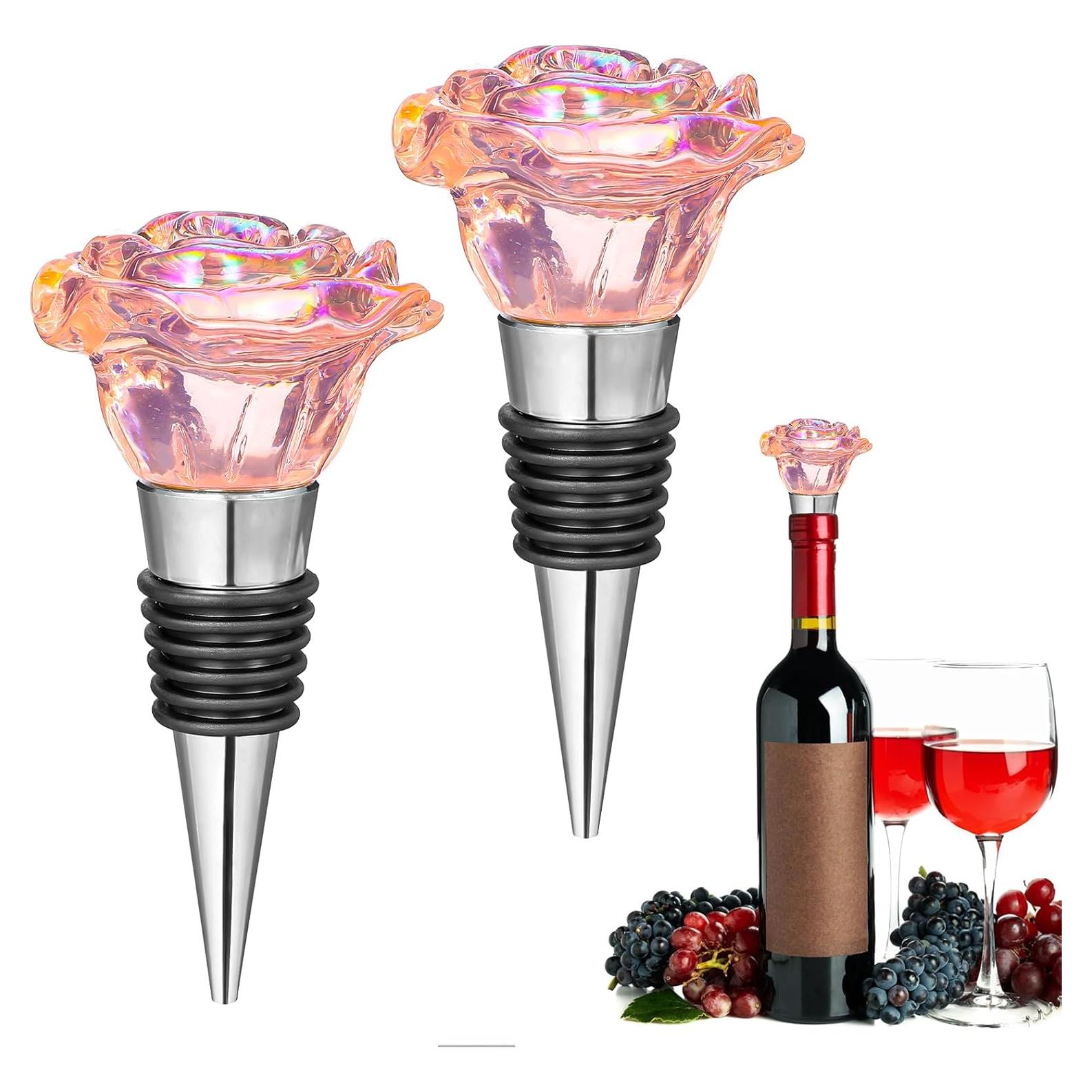 2 Tapones de Vino Decorativos Rosa QfwdfcTrenz 4.5cm x 9cm