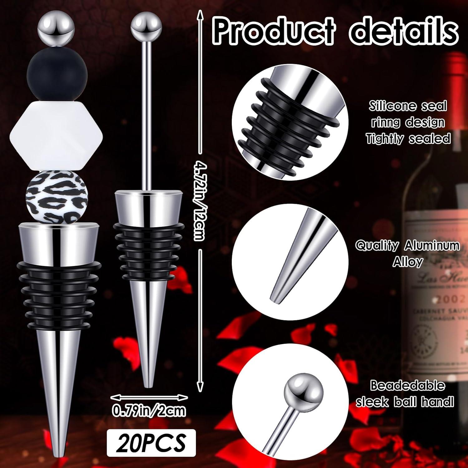 20 Tapones de Vino Beadable Menkxi y Soporte Acrílico 2 Niveles