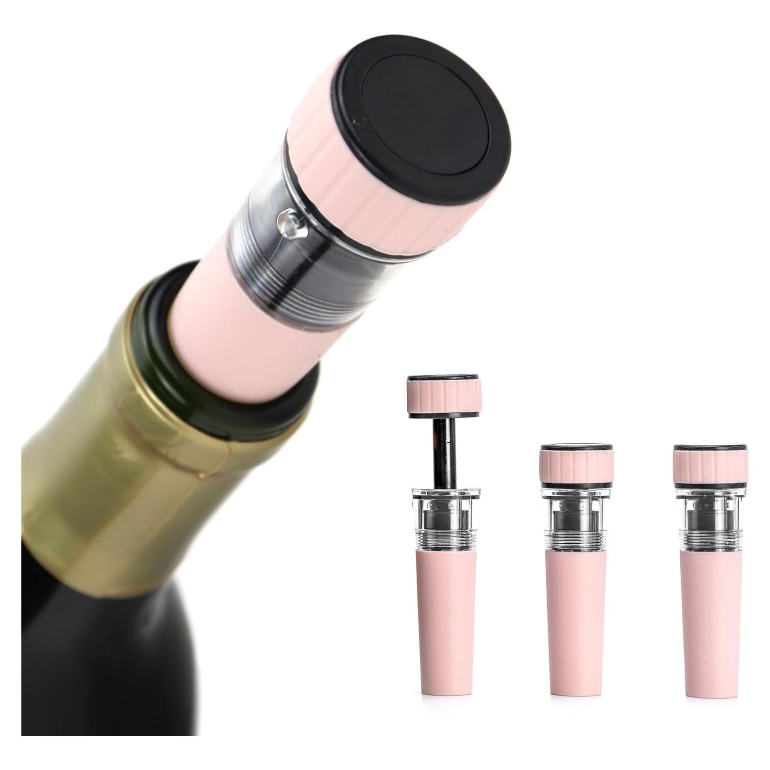 Tapones de Vino con Bomba de Vacío Cork Genius - 3 Piezas Oro Rosa