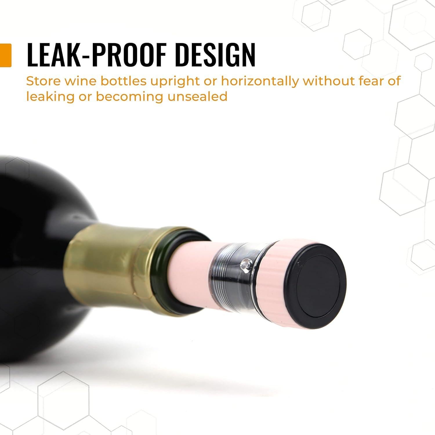 Tapones de Vino con Bomba de Vacío Cork Genius - 3 Piezas Oro Rosa