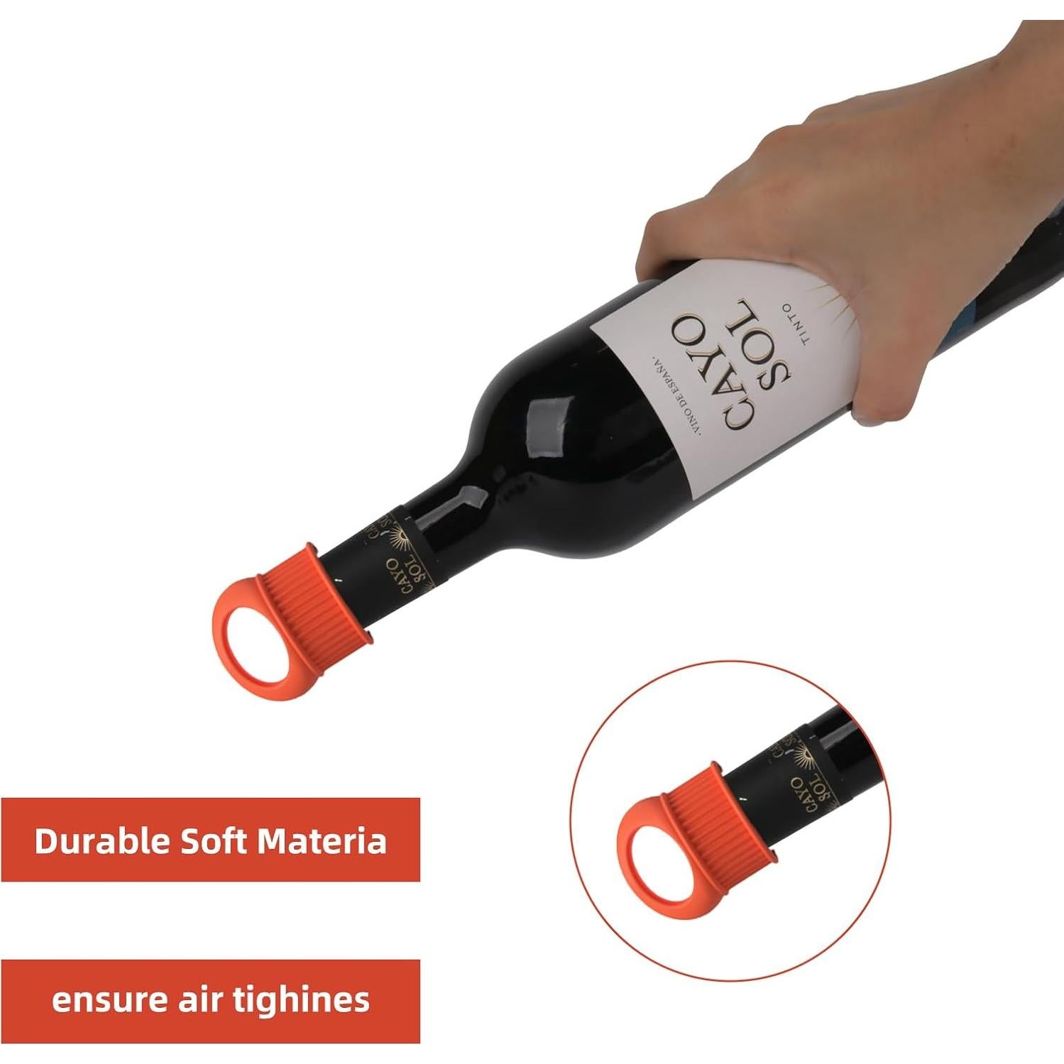6 Tapones de Silicona Reutilizables LHJJJL para Vino y Bebidas
