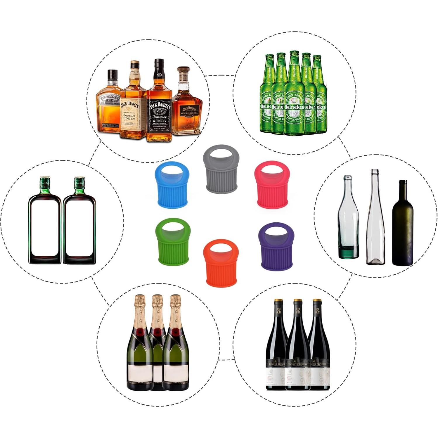 6 Tapones de Silicona Reutilizables LHJJJL para Vino y Bebidas