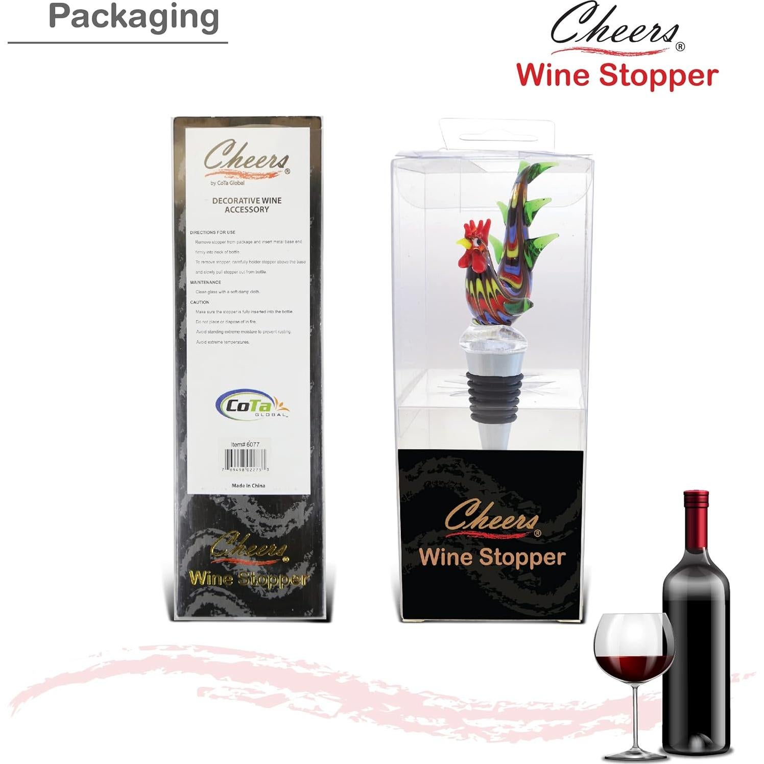Tapón de Vino de Vidrio Gallo Cheers - Reutilizable y Elegante