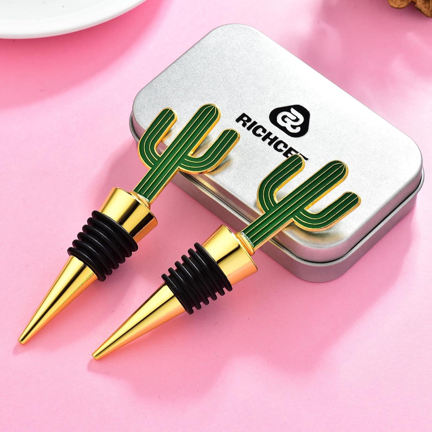 Juego de 2 Tapones de Vino RICHCEE Cactus Reutilizables