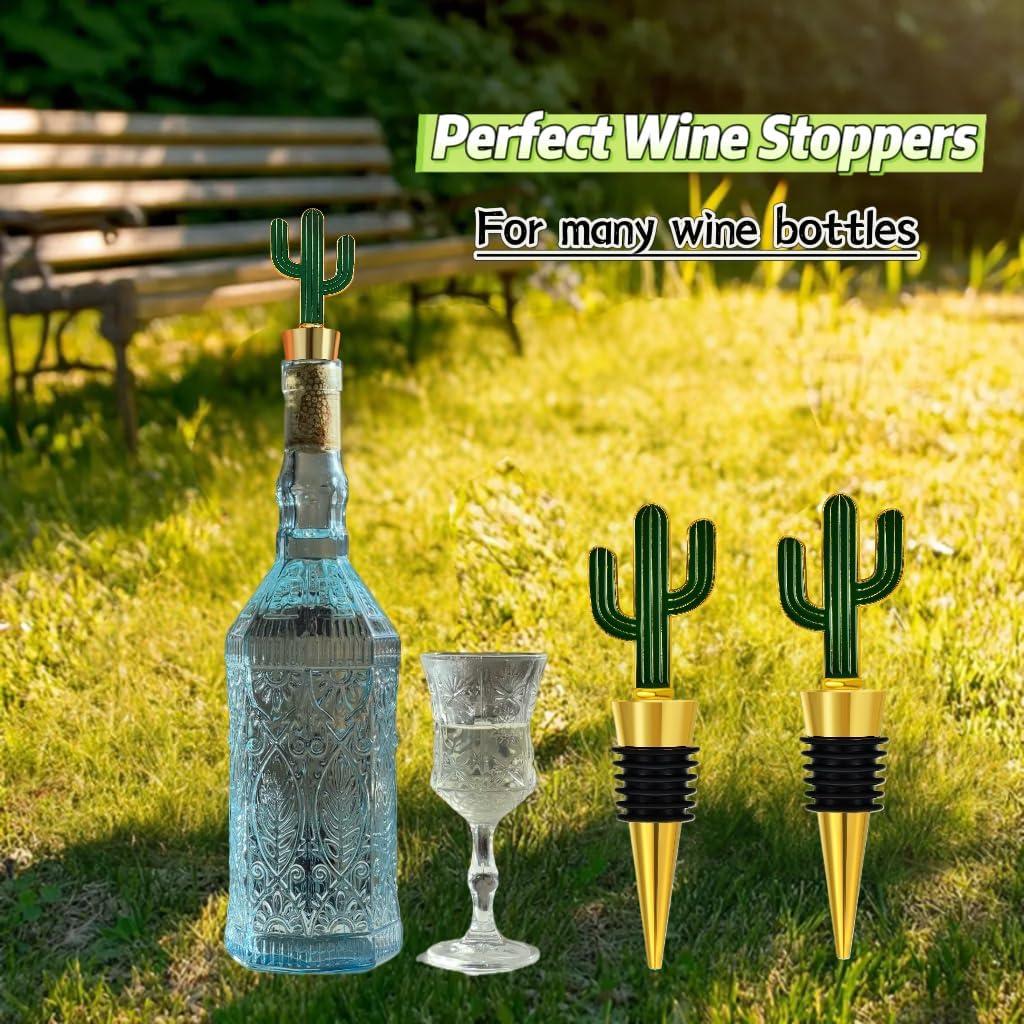 Juego de 2 Tapones de Vino RICHCEE Cactus Reutilizables