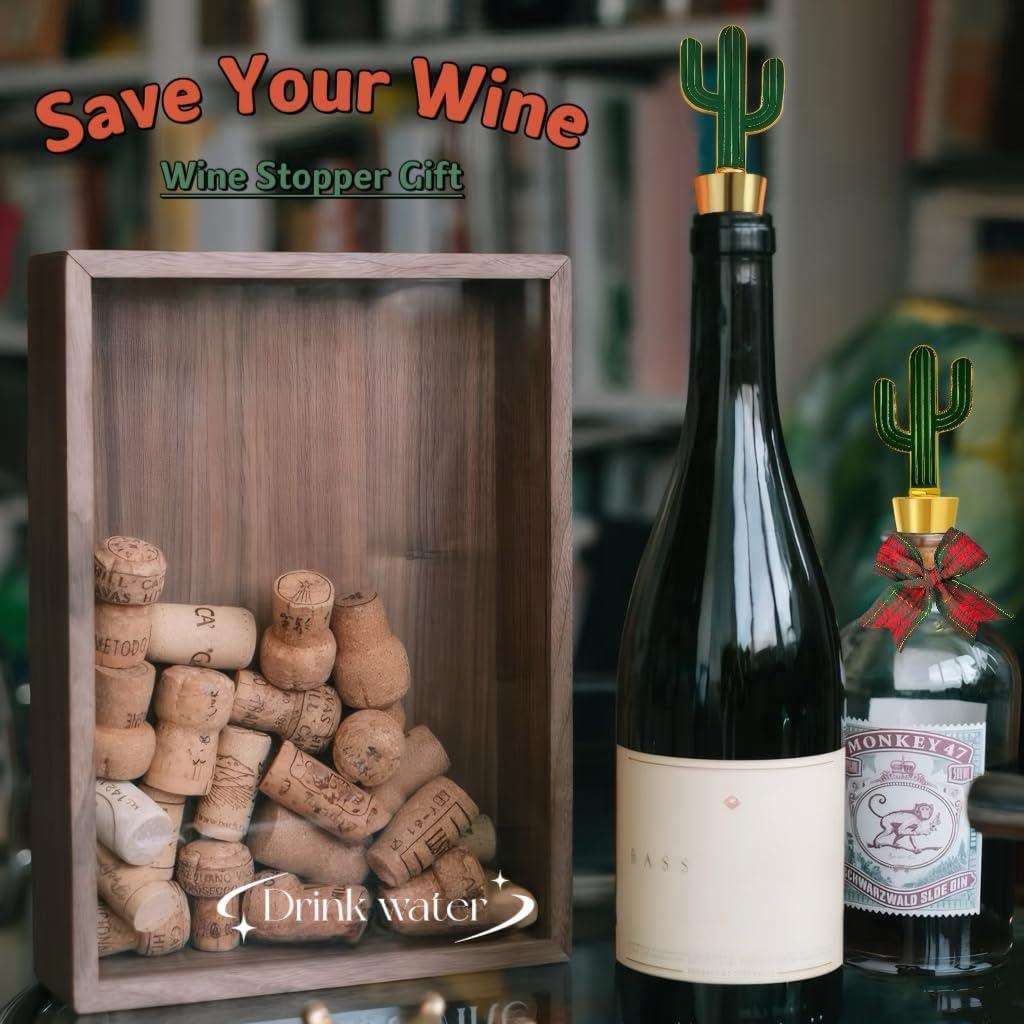 Juego de 2 Tapones de Vino RICHCEE Cactus Reutilizables