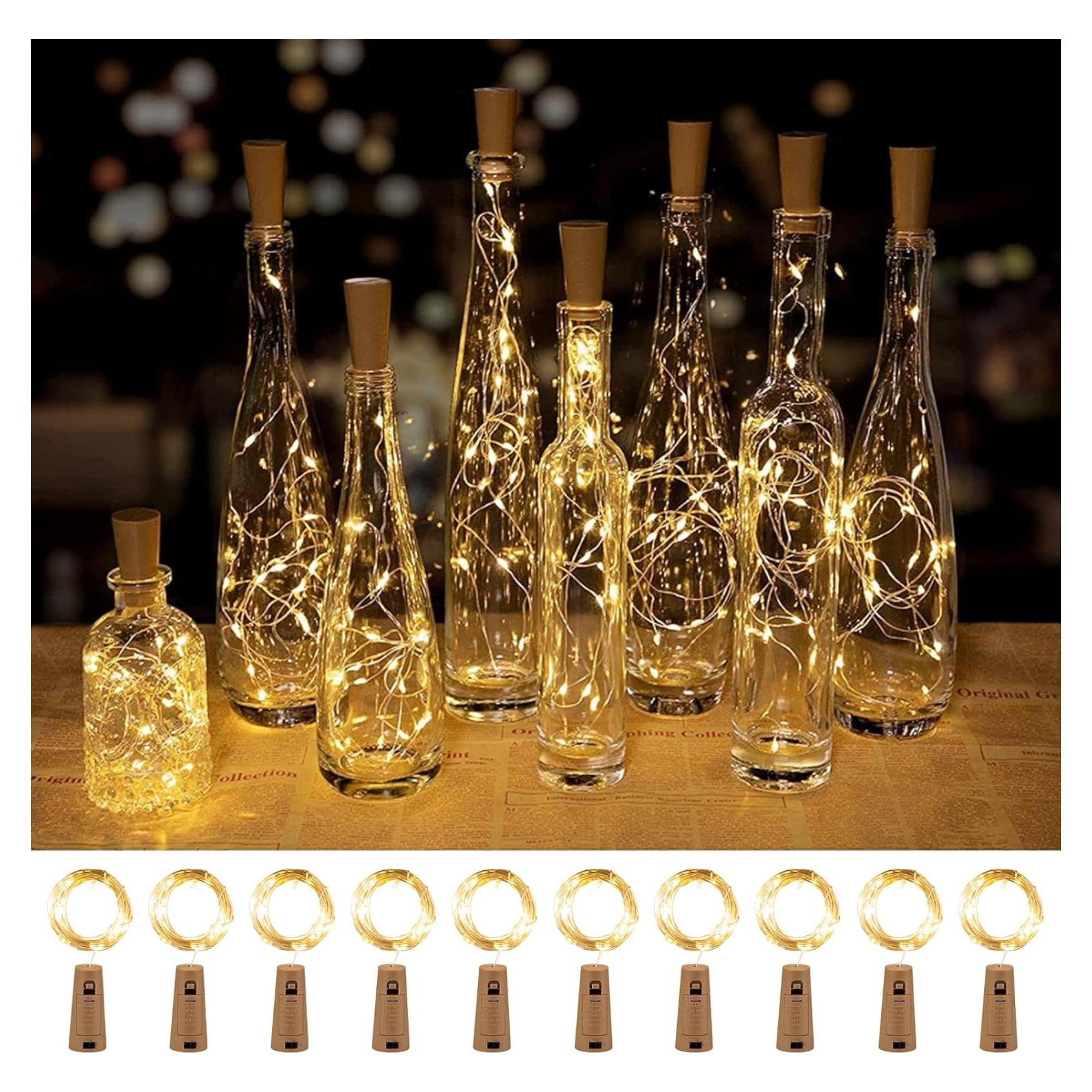 Luces de Botella de Vino Brightown 10 PC LED Corcho Blanco Cálido