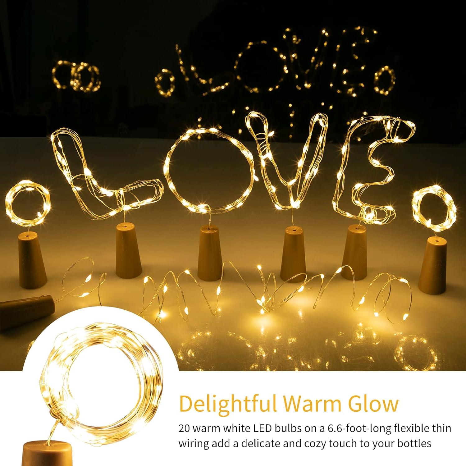 Luces de Botella de Vino Brightown 10 PC LED Corcho Blanco Cálido