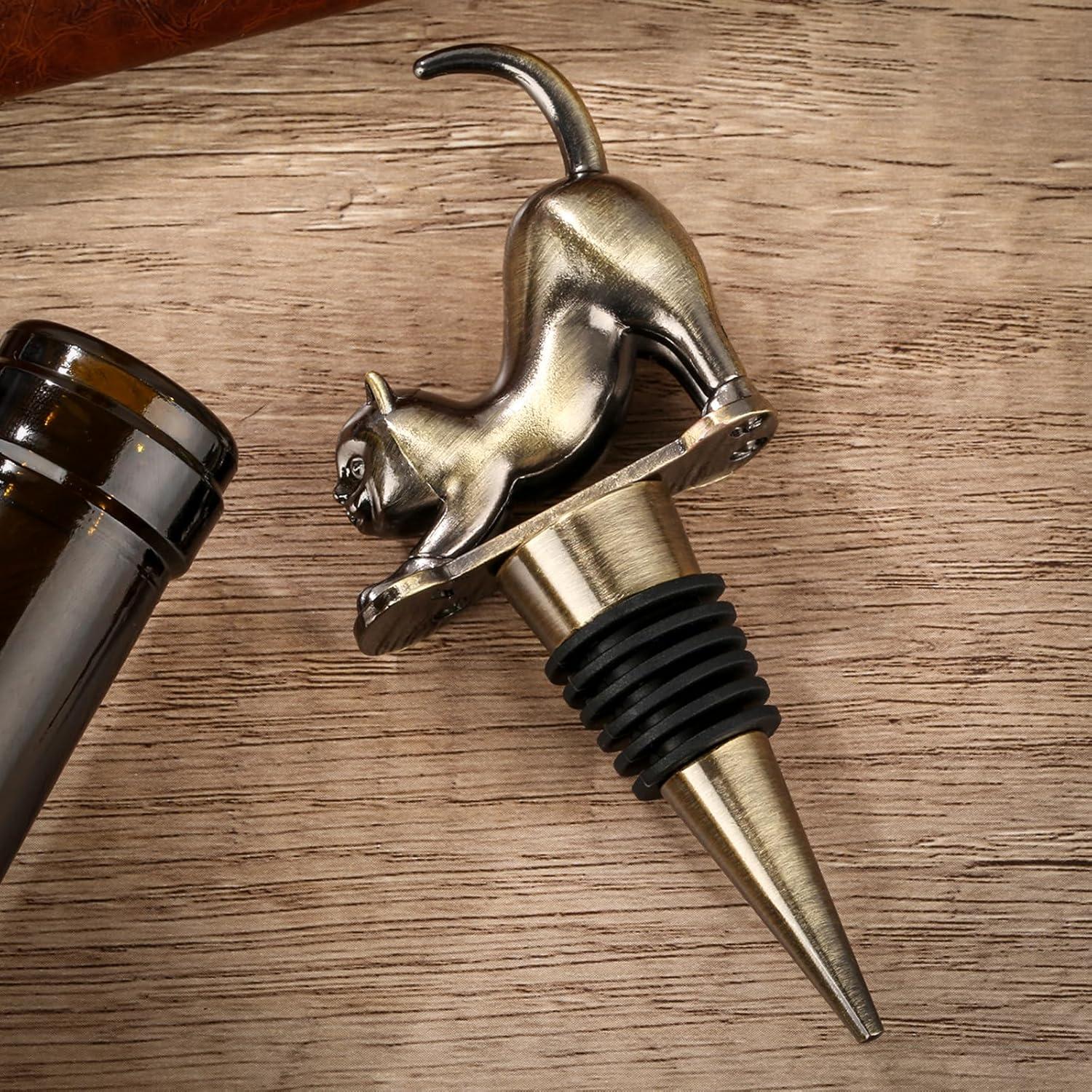 Tapon de Botella de Vino para Gatos LKKCHER - Bronce con Bolsa