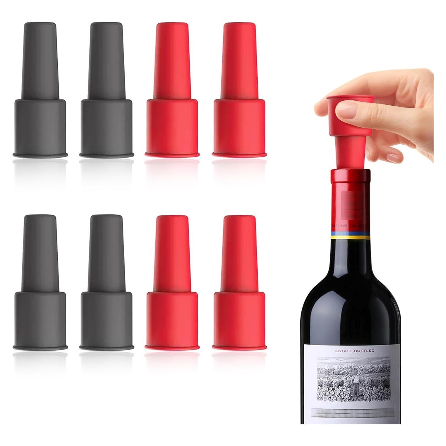 8 Tapones de Silicona Reutilizables para Botellas de Vino - Genérico