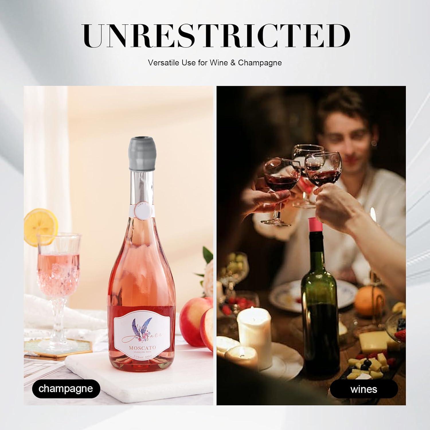 8 Tapones de Silicona Reutilizables para Botellas de Vino - Genérico