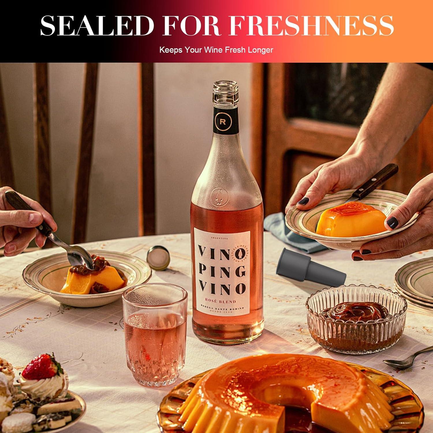 8 Tapones de Silicona Reutilizables para Botellas de Vino - Genérico