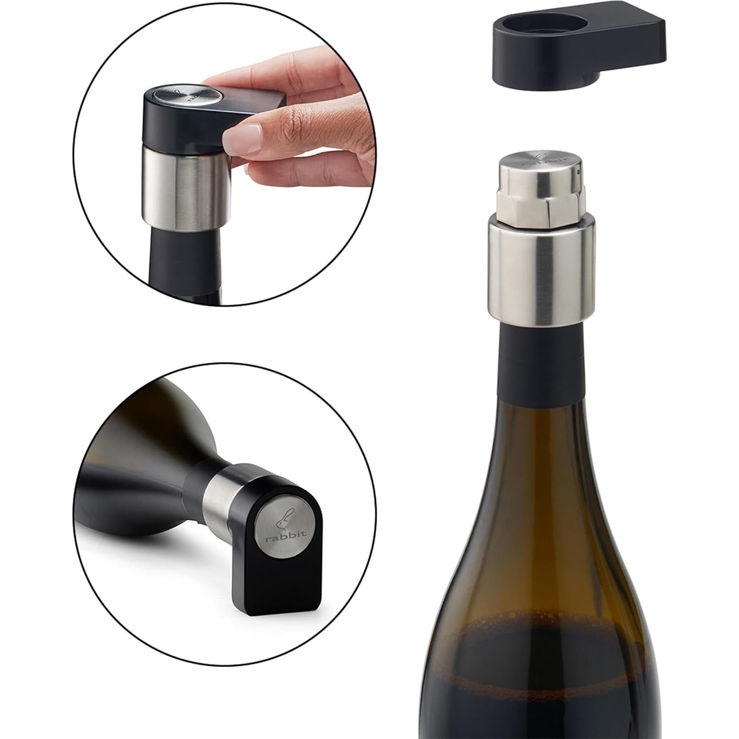 Tapon y soporte multifuncional Rabbit para botellas de vino