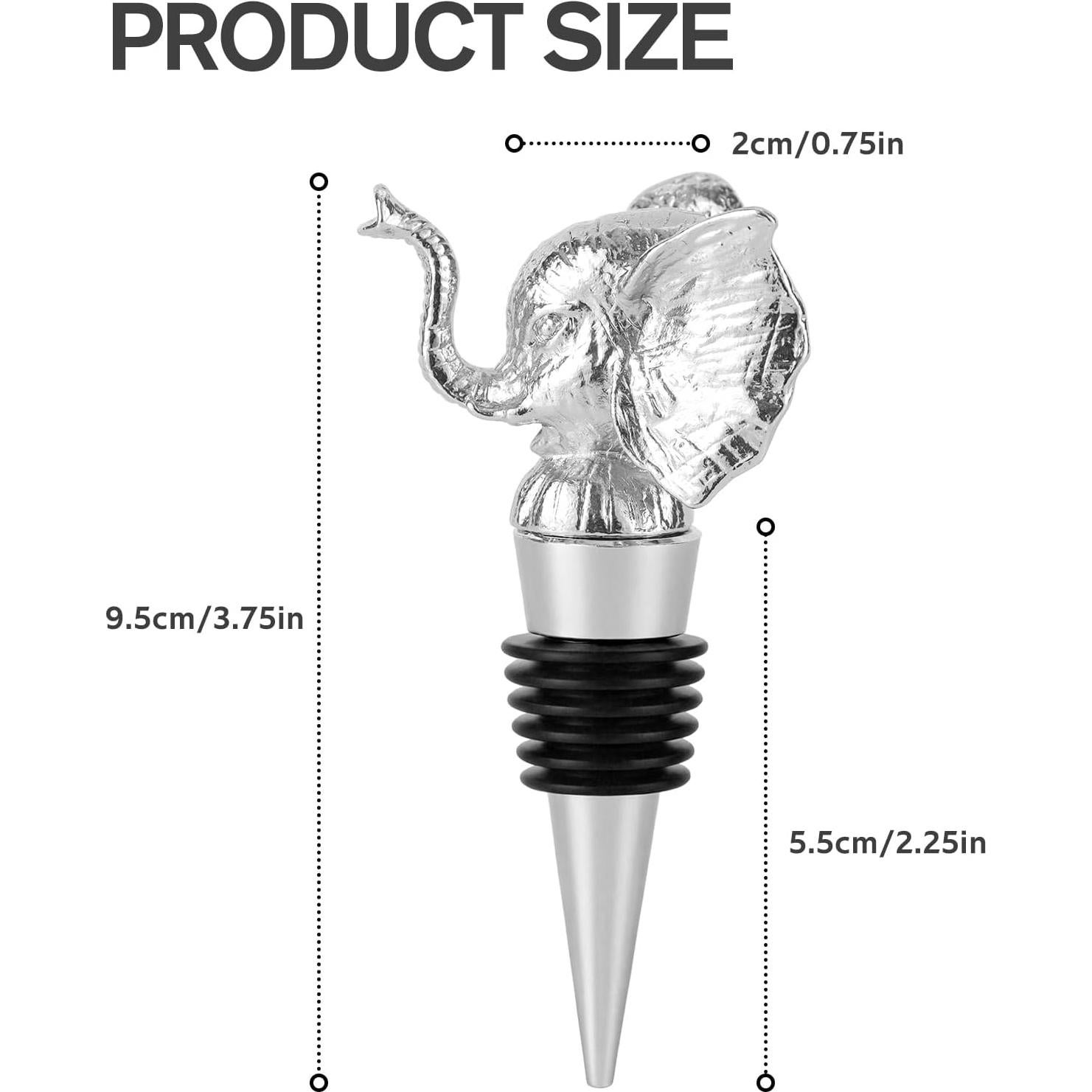 Tapones de Vino Herseme Elefante Plateado - 4 Piezas