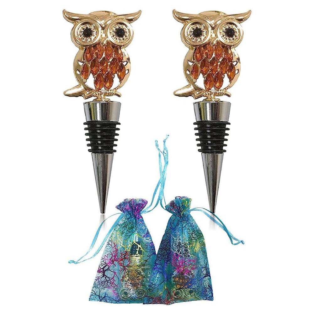 Tapones de Vino Adonisaon Búho Decorativos Reutilizables - 2 Piezas