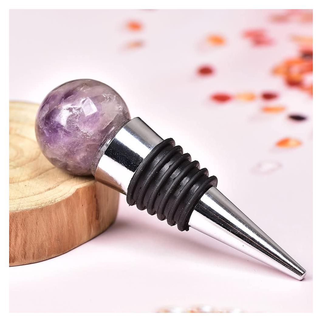 Tapón de Vino de Cristal Amatista JIC Gem - 1 PC Decorativo
