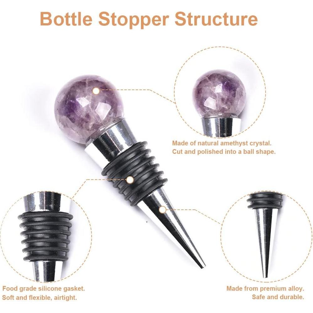 Tapón de Vino de Cristal Amatista JIC Gem - 1 PC Decorativo