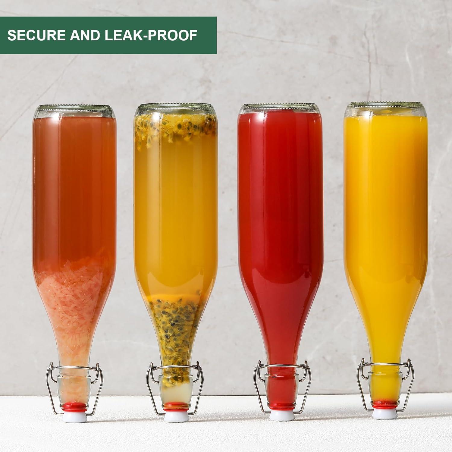 Paquete de 8 Botellas de Vidrio AOZITA 1L con Tapa Swing