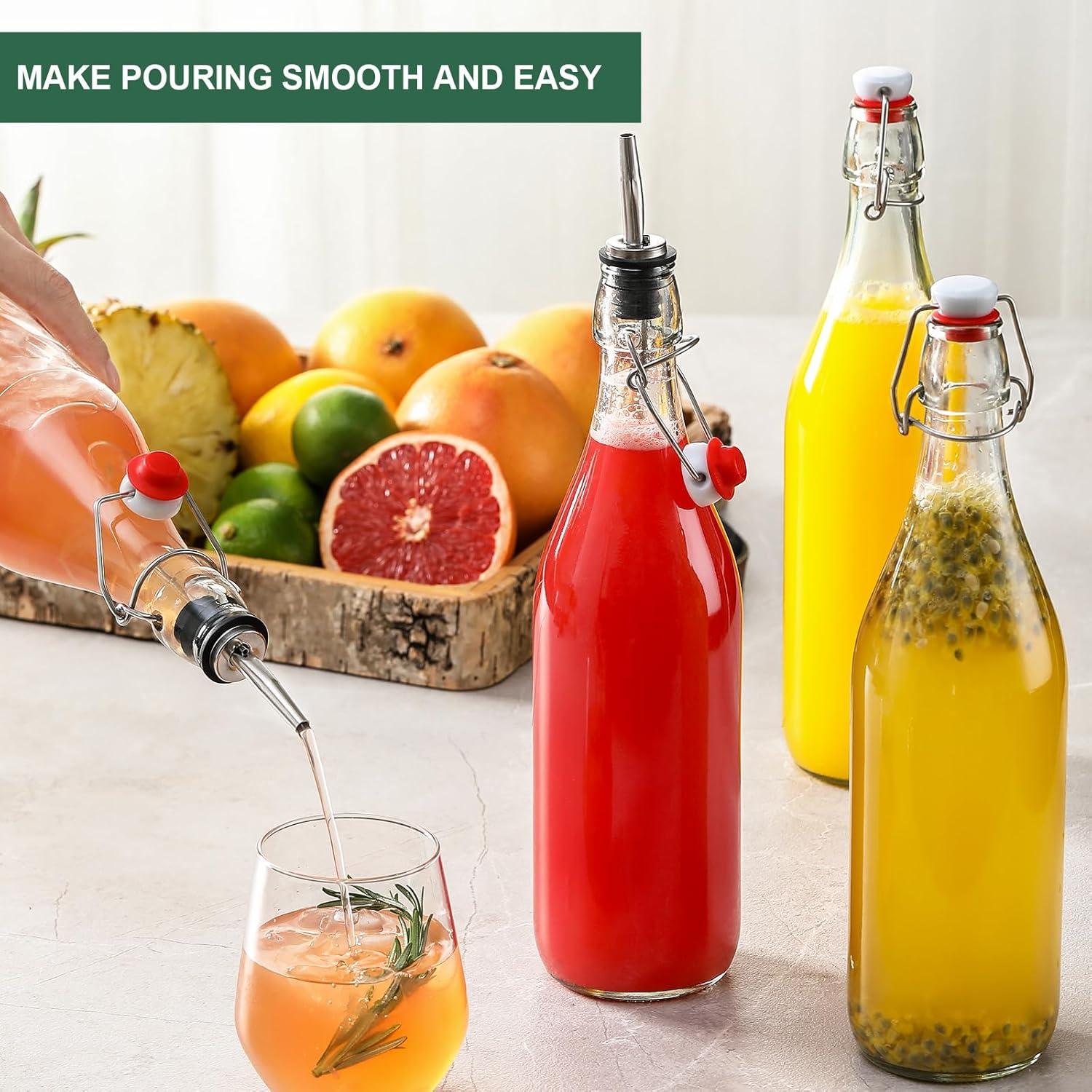 Paquete de 8 Botellas de Vidrio AOZITA 1L con Tapa Swing