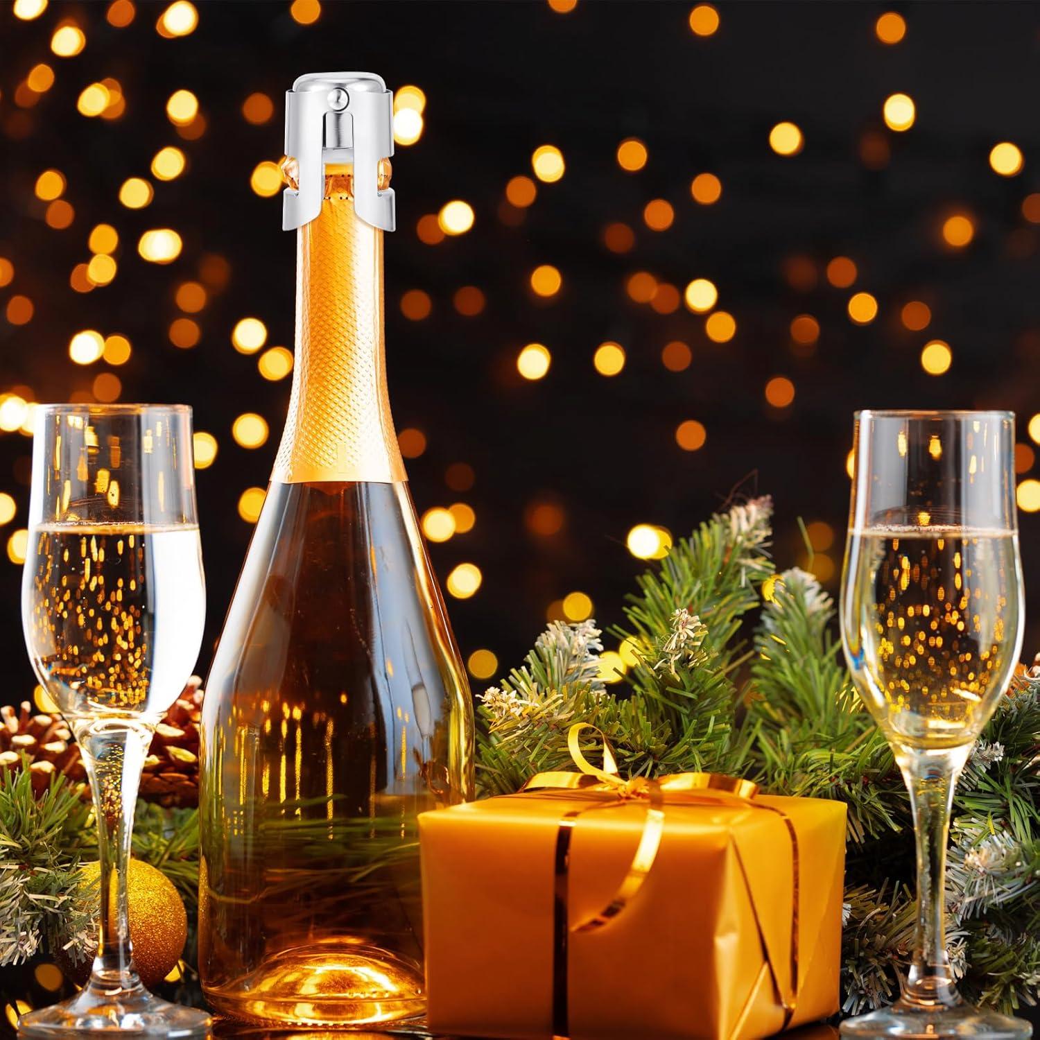 12 Tapones de Champagne Tobeelec Acero Inoxidable Reutilizables