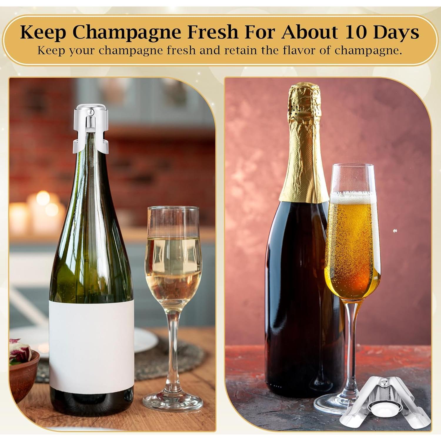 12 Tapones de Champagne Tobeelec Acero Inoxidable Reutilizables