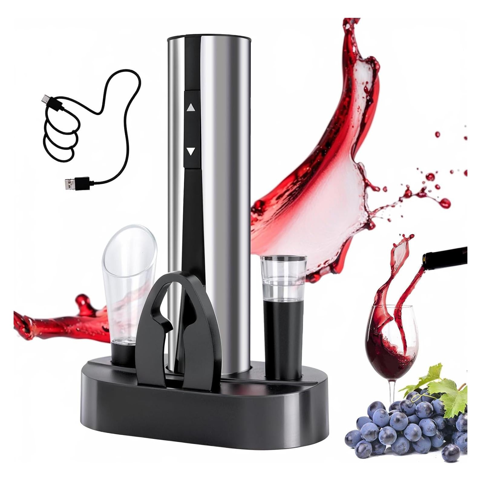 Juego de Abridor de Vino Eléctrico JINGASA con Cortador y Tapones