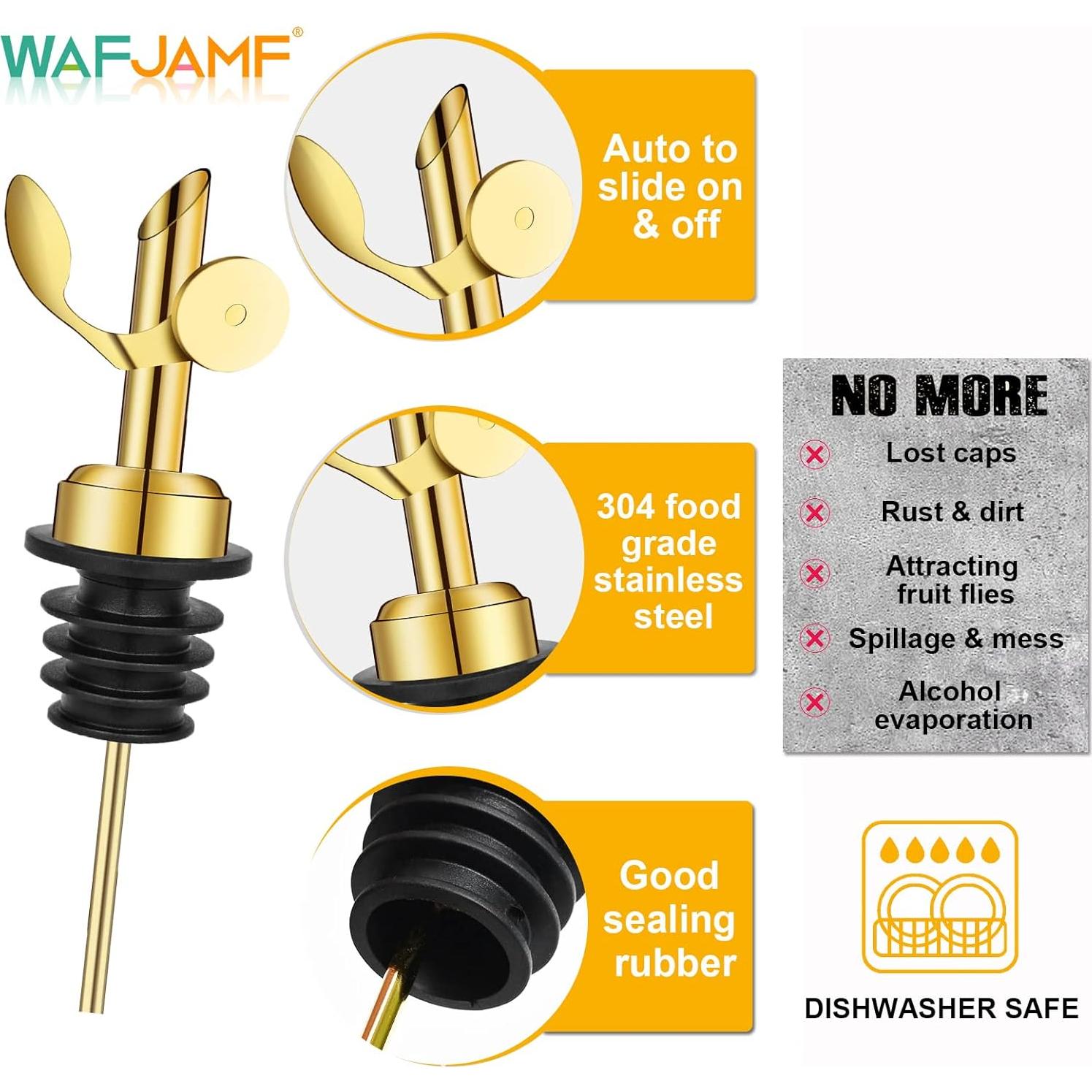 Vertedores de Botellas WAFJAMF 2 Pcs Acero Inoxidable Oro