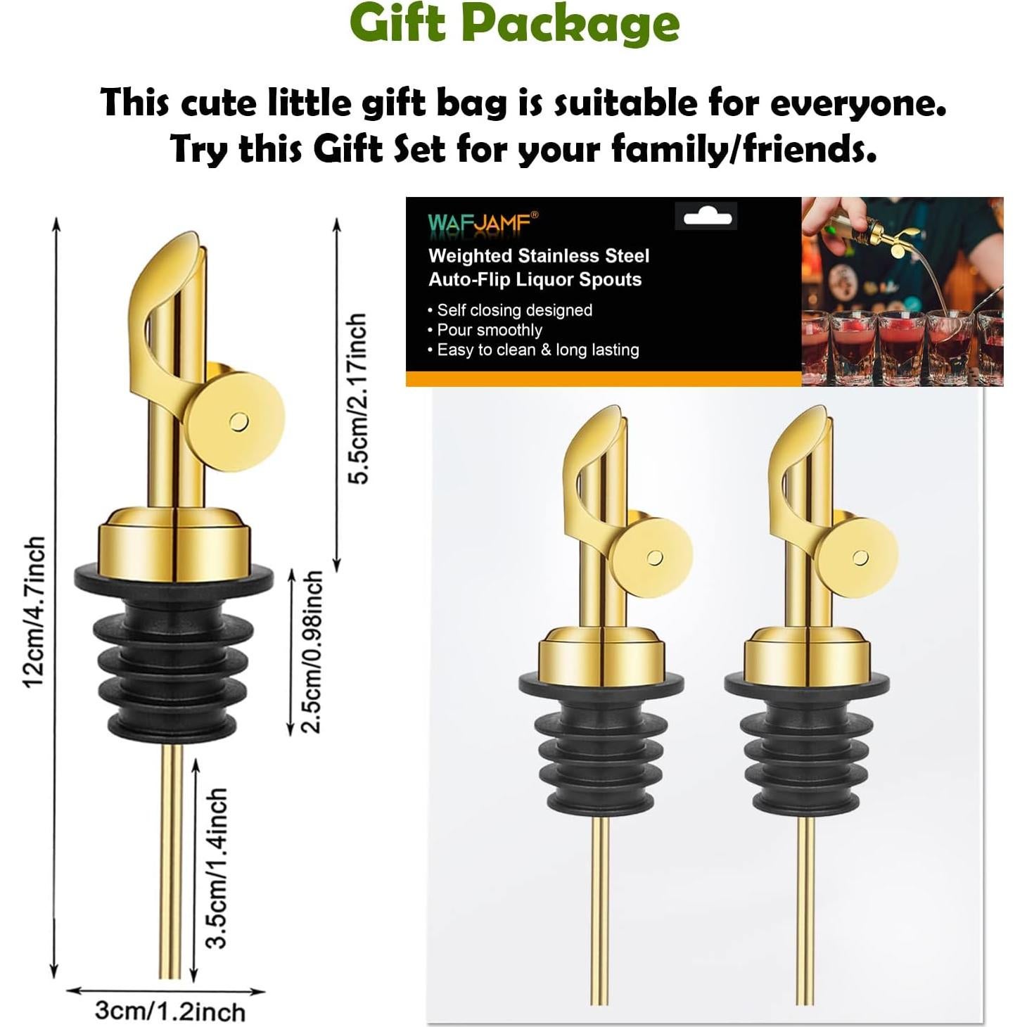 Vertedores de Botellas WAFJAMF 2 Pcs Acero Inoxidable Oro