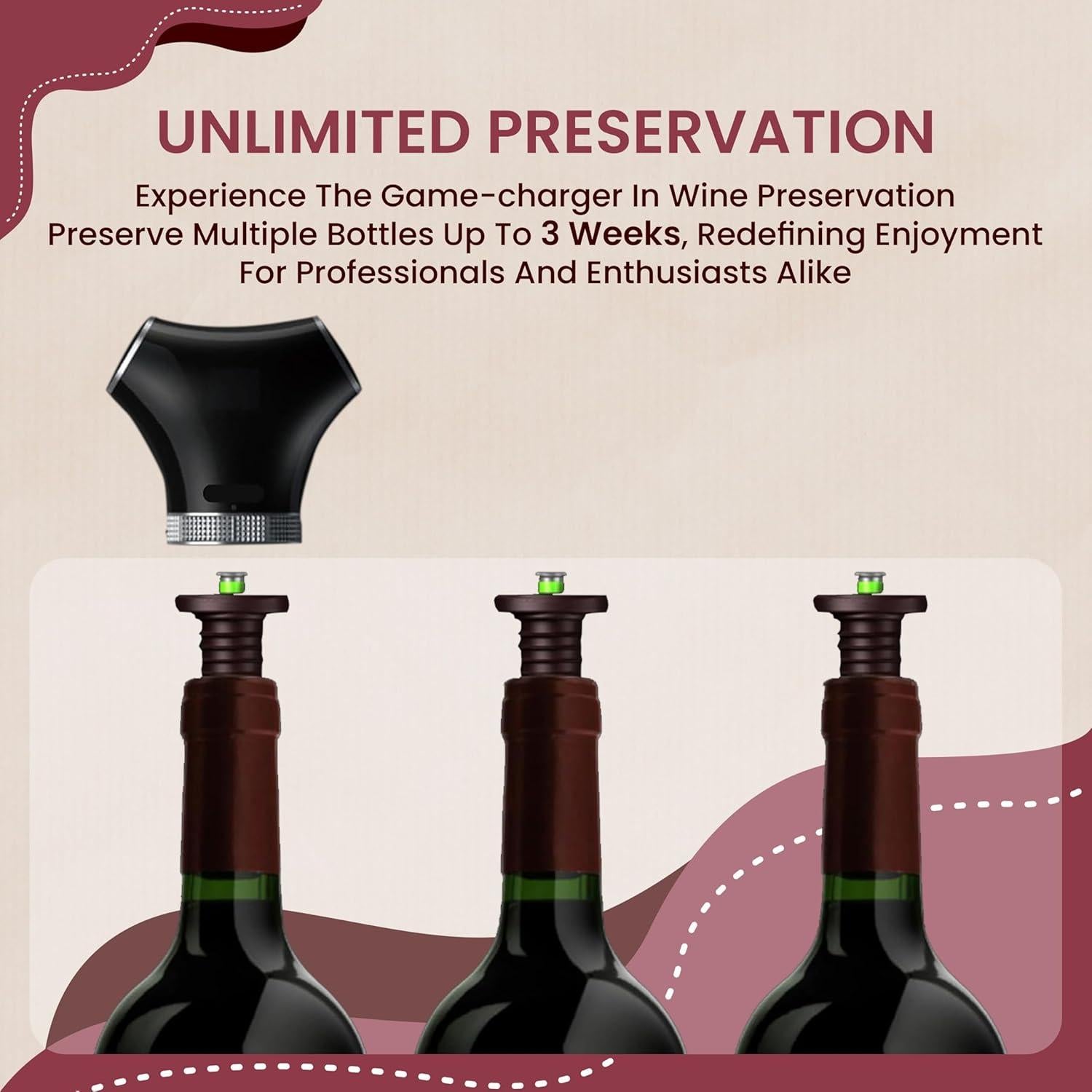 Tapón de Vino Inteligente Genérico con Bomba de Vacío - 2 Tapones