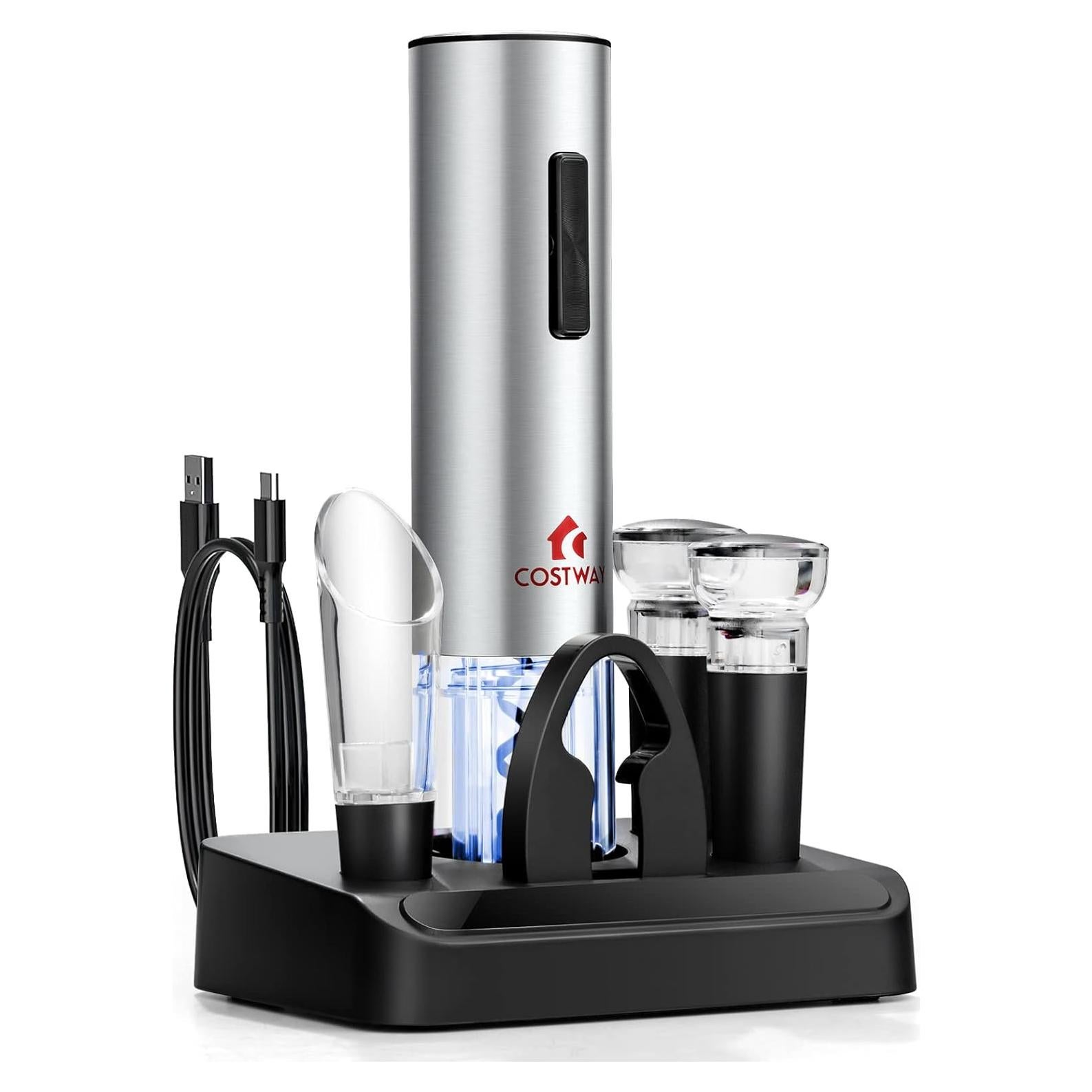Juego de Abridor de Botellas de Vino Eléctrico COSTWAY 6 en 1