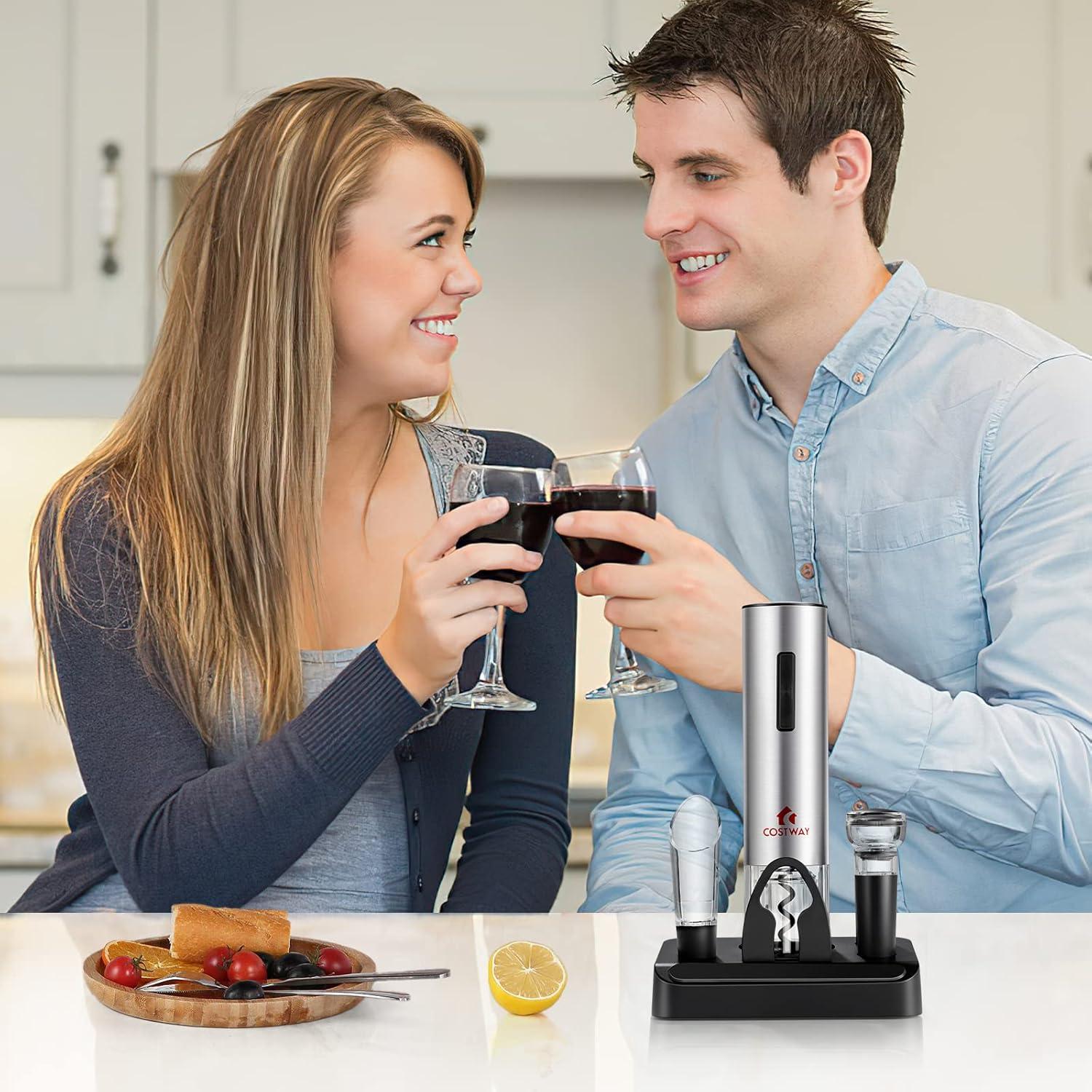 Juego de Abridor de Botellas de Vino Eléctrico COSTWAY 6 en 1