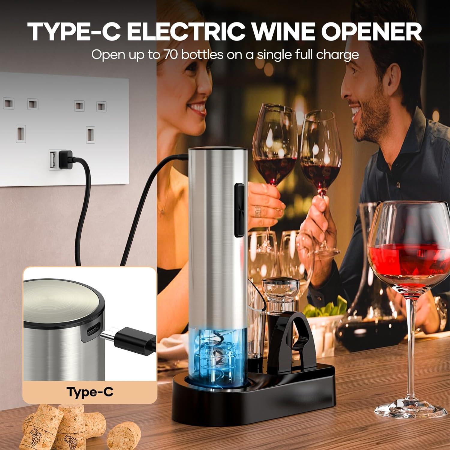 Abridor de Vino Eléctrico Crenova 6 en 1 Recargable